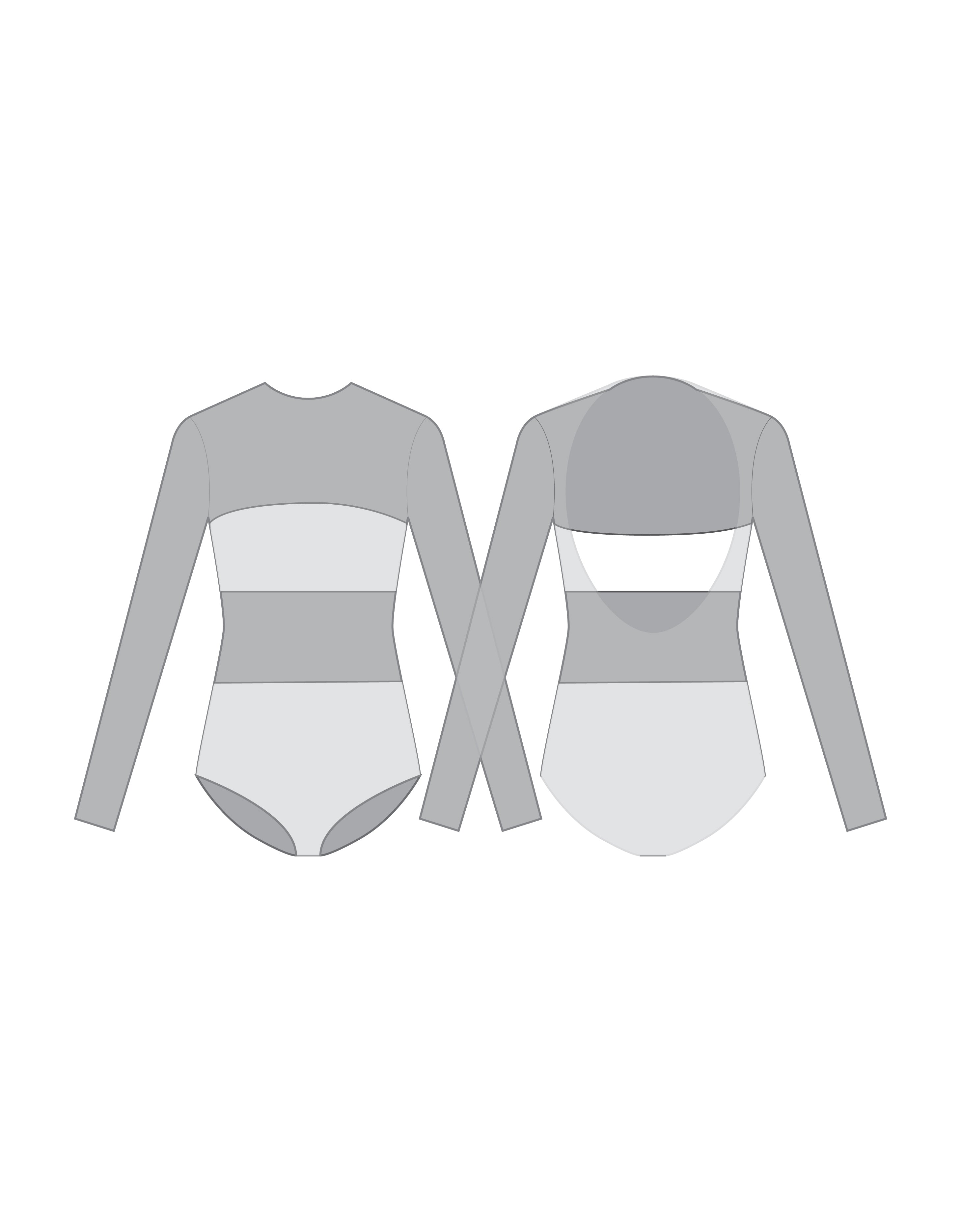 Custom Inked LS Open Back Mesh Leotard with Bandeau and Panty - Lycra & Mesh