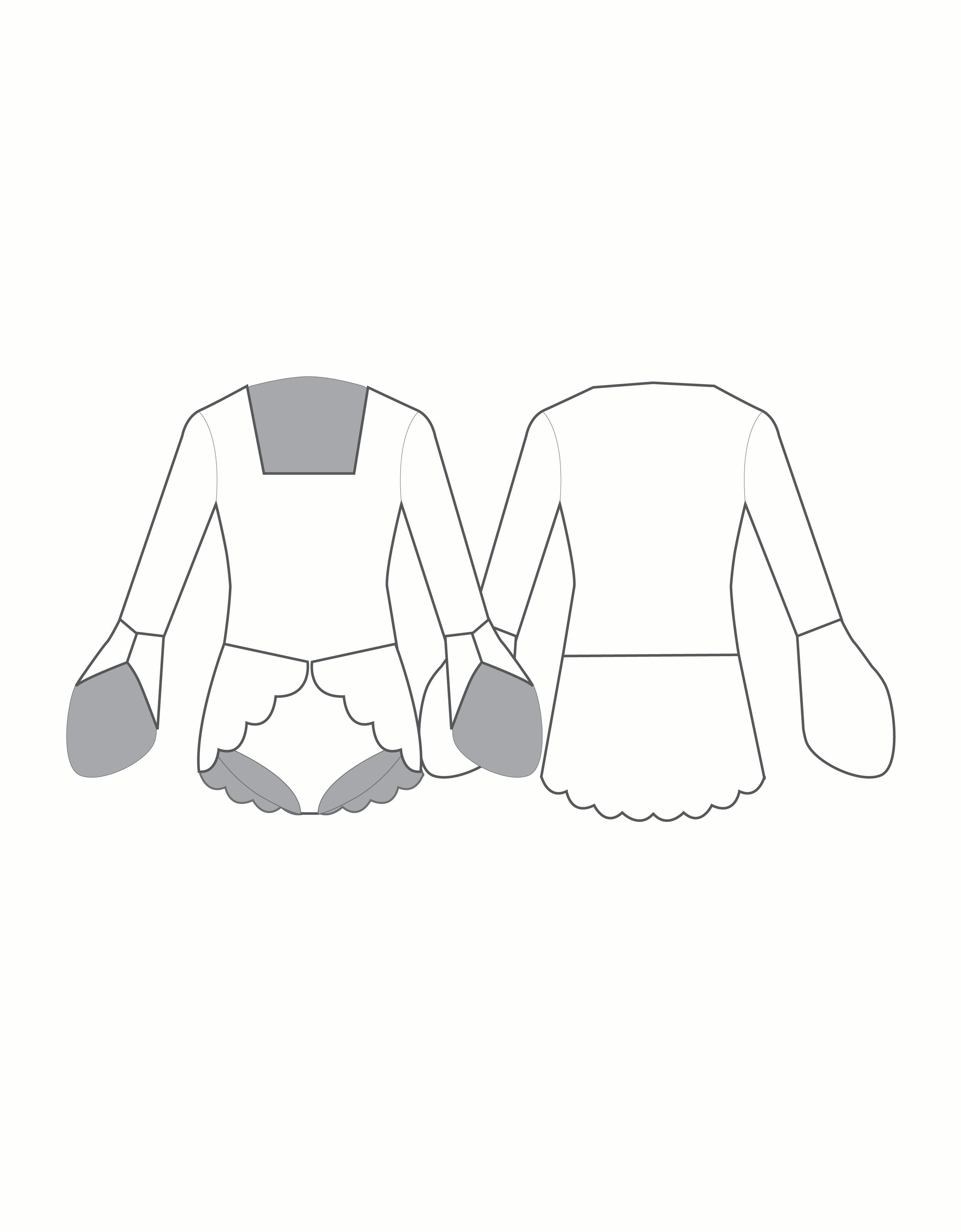 Custom Inked Square Neck Leotard with Open Cuff and Peplum - Lycra