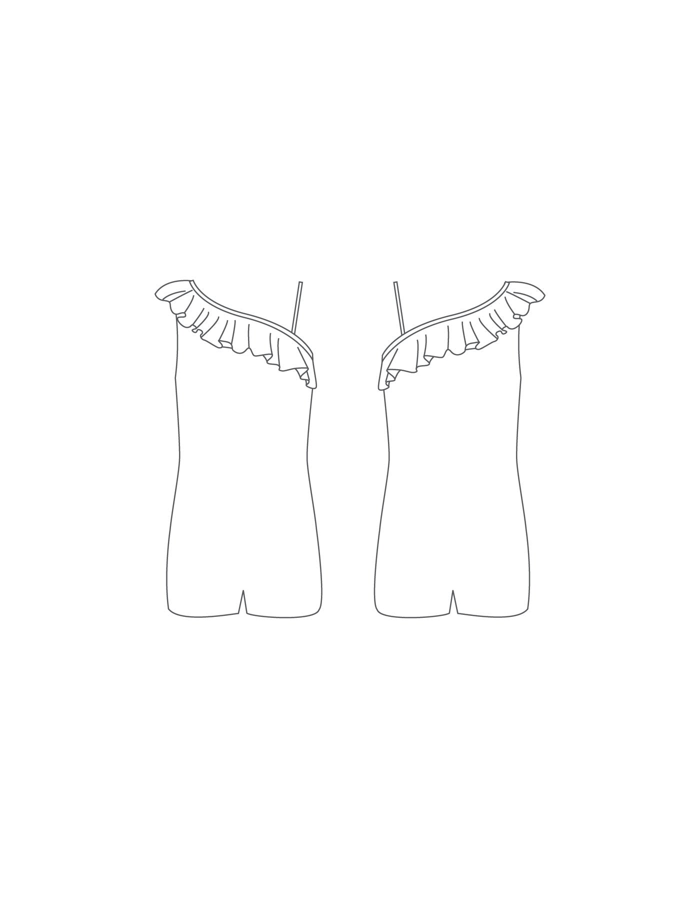 Custom Inked One Shoulder w Ruffle Biketard - Lycra