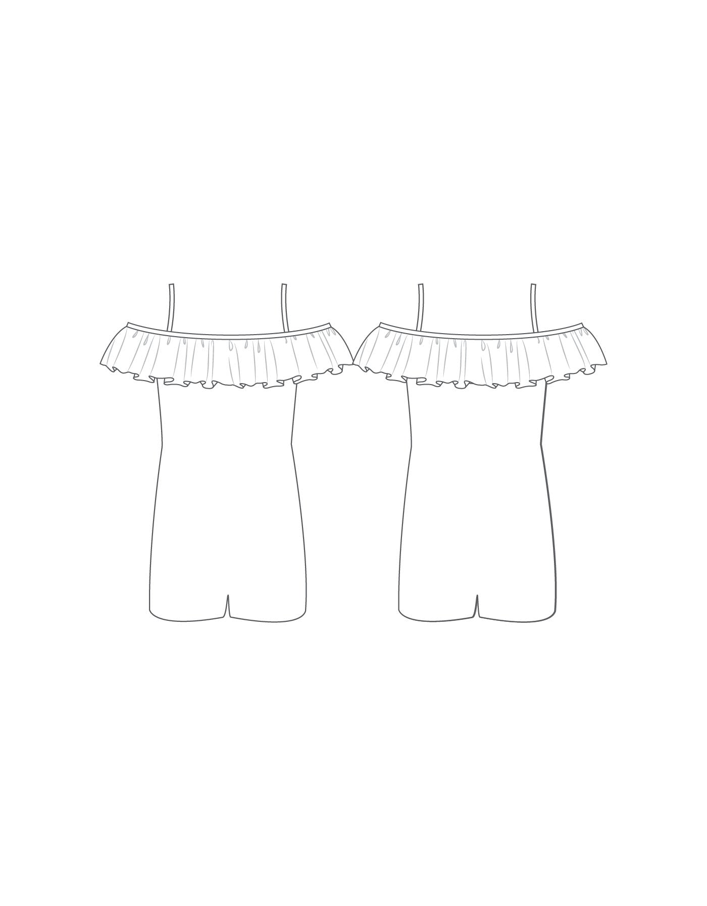 Custom Inked Ruffle Off Shoulder Camisole Biketard - Lycra