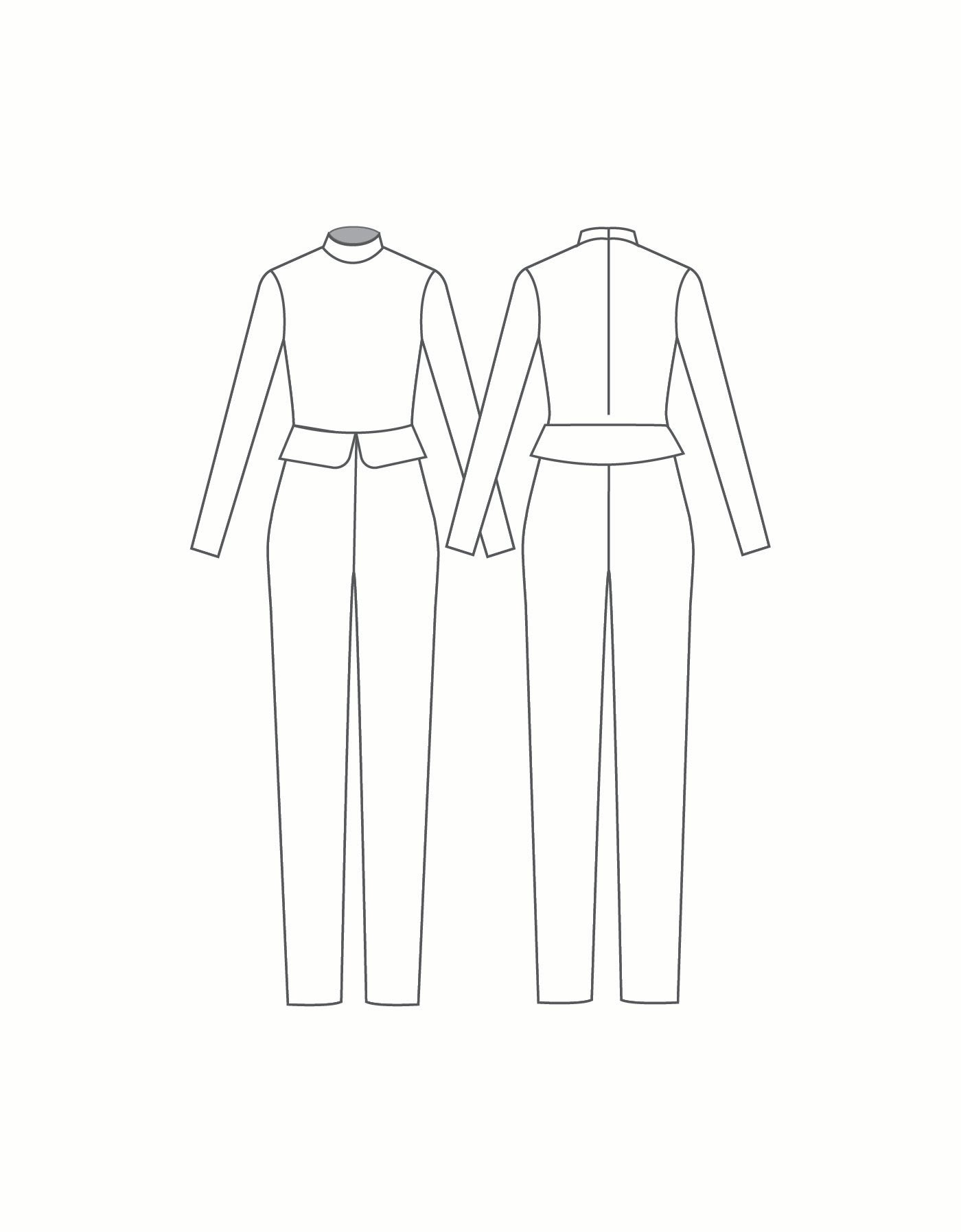 Custom Inked LS TNeck Unitard Zipper Back with Peplum and Straight Leg - Lycra