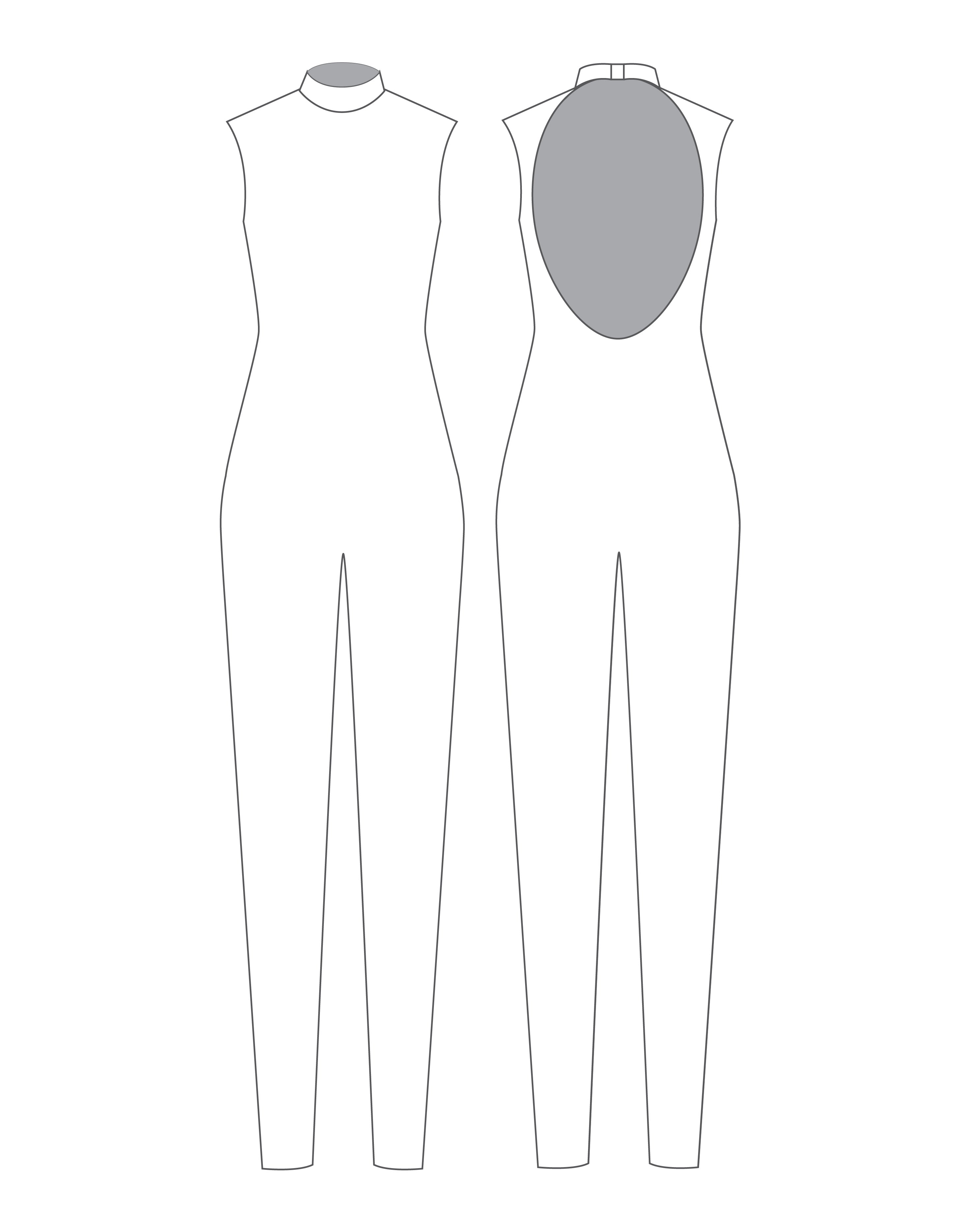 Custom Inked Tneck Sleeveless Open Back Unitard - Lycra