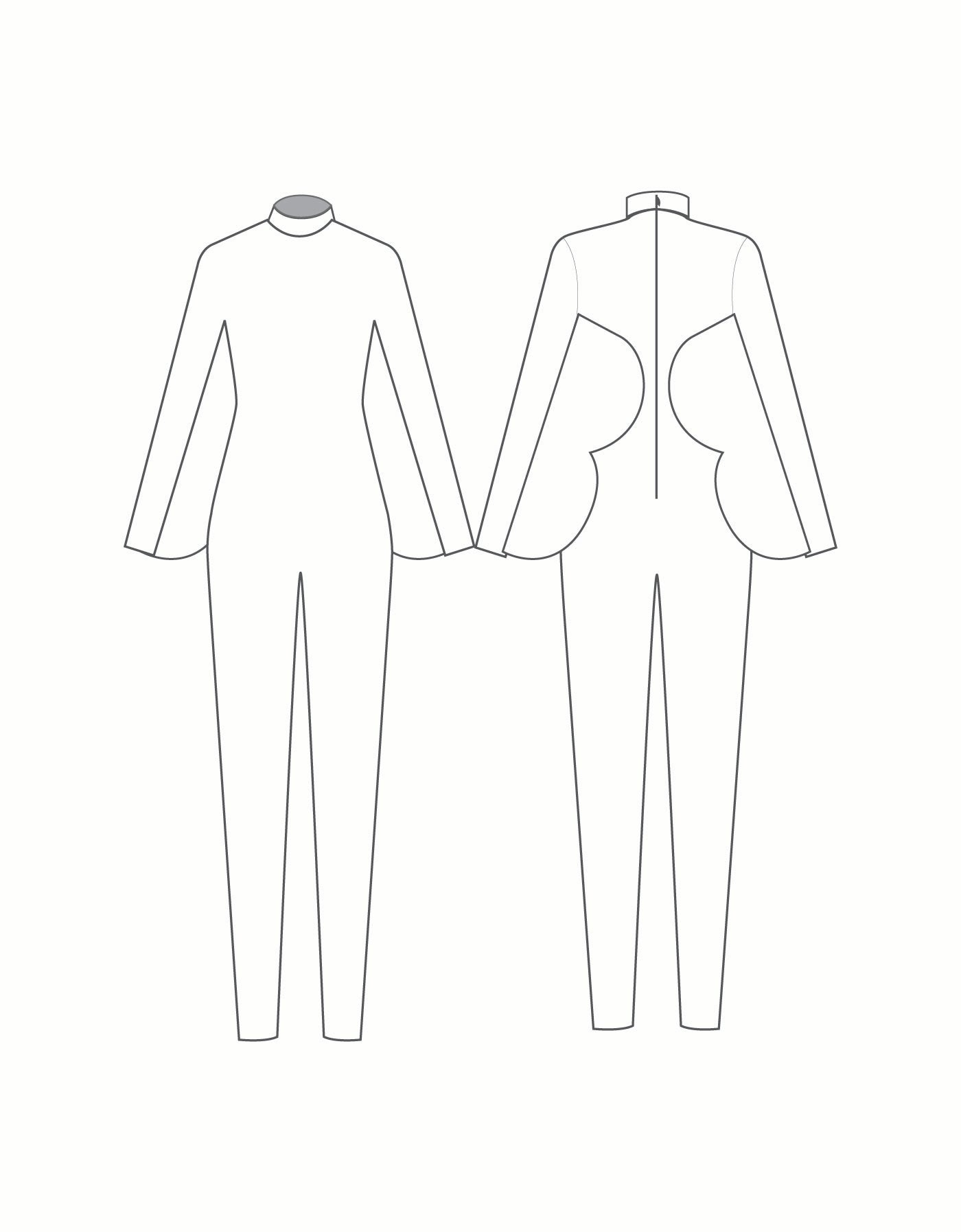 Custom Inked LS TNeck Zipper Back Unitard with Arm Wing - Lycra