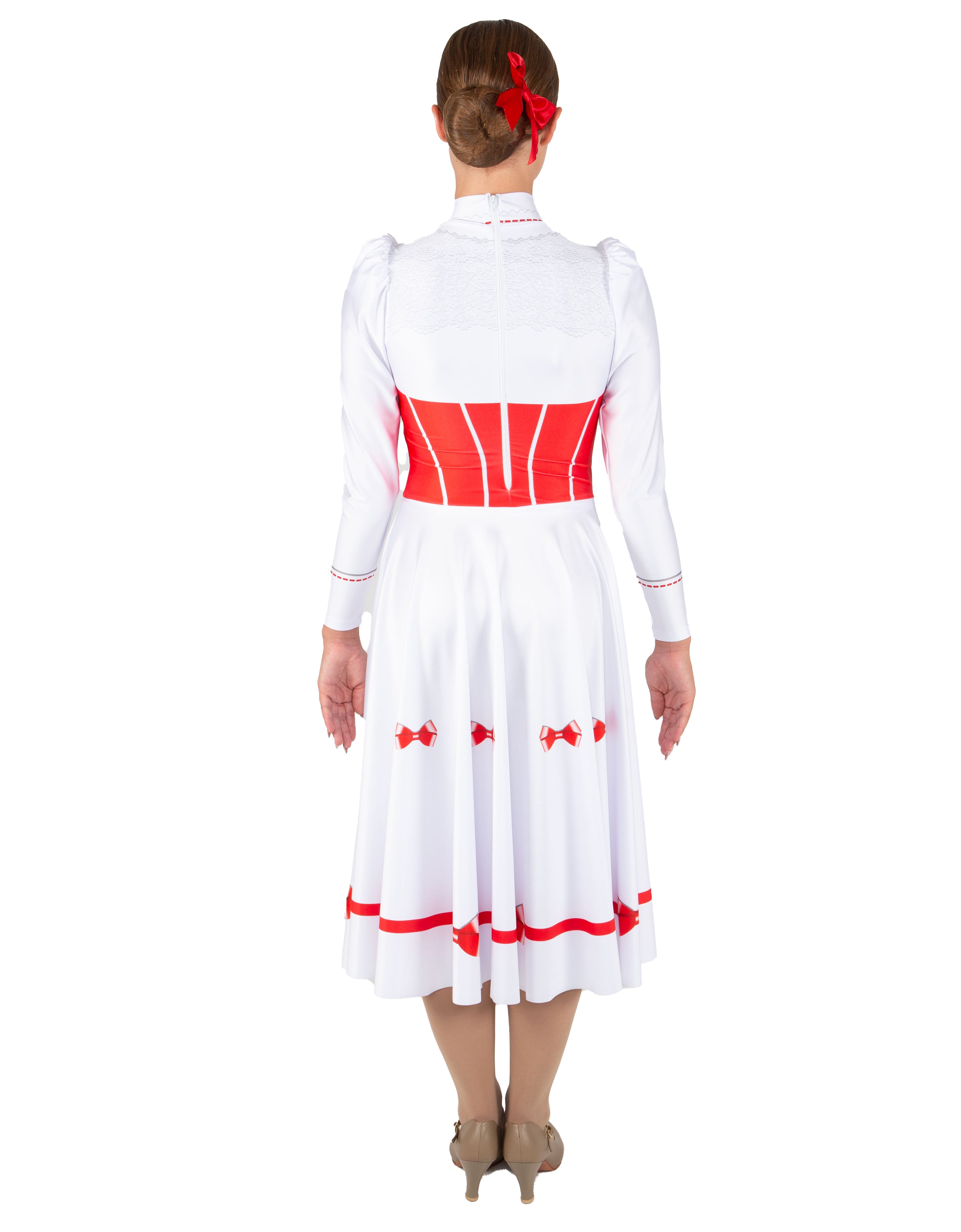 Jolly Holiday LS Puff Sleeve TNeck Dress with Character Skirt