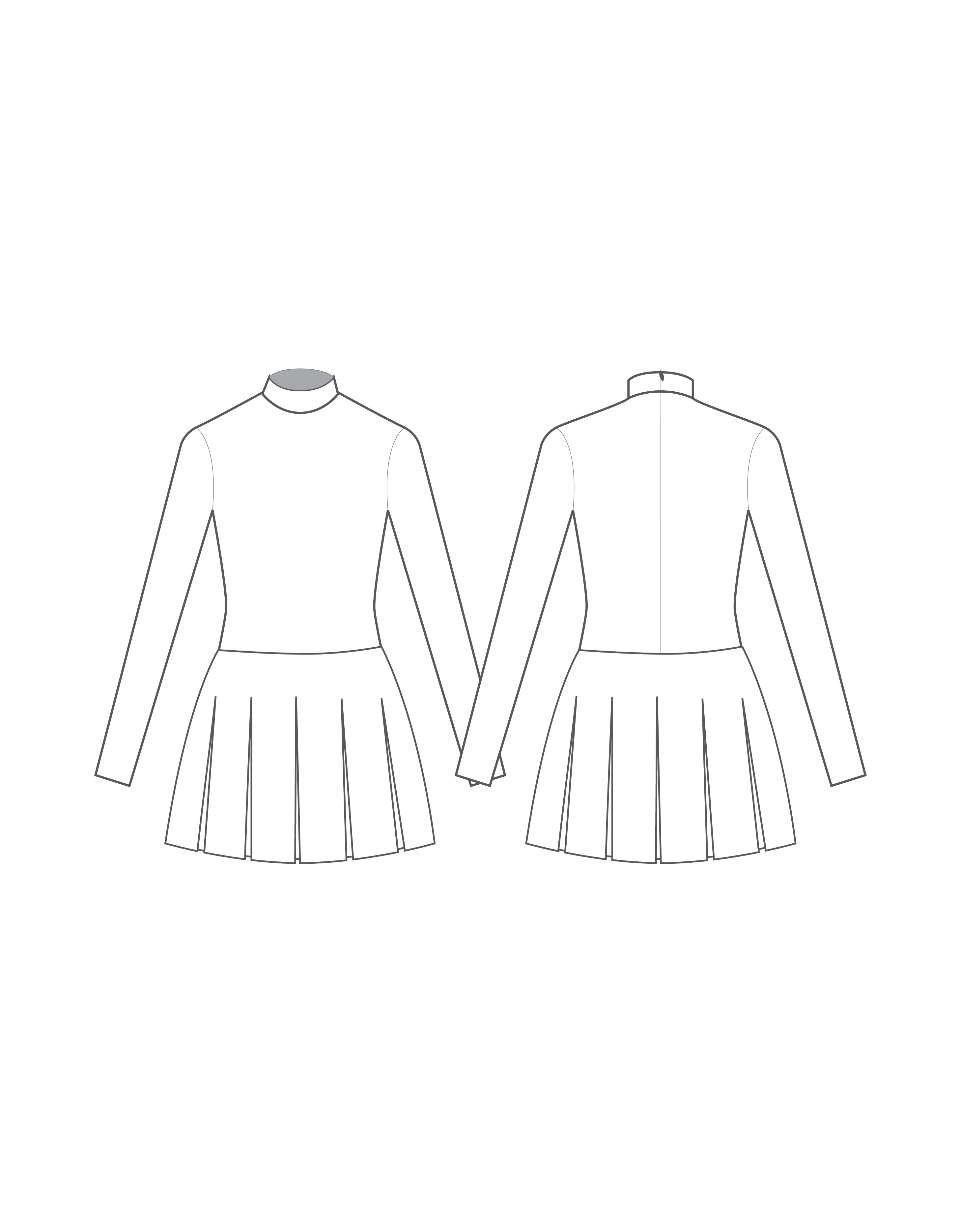 Custom Inked LS Tneck Zipper Back with Pleated Skirt Biketard - Lycra