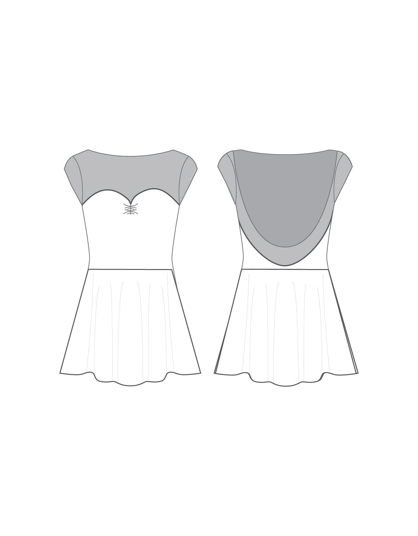 Custom Inked Mesh Sweetheart with Cap Sleeve A-Line Dress - Lycra & Mesh