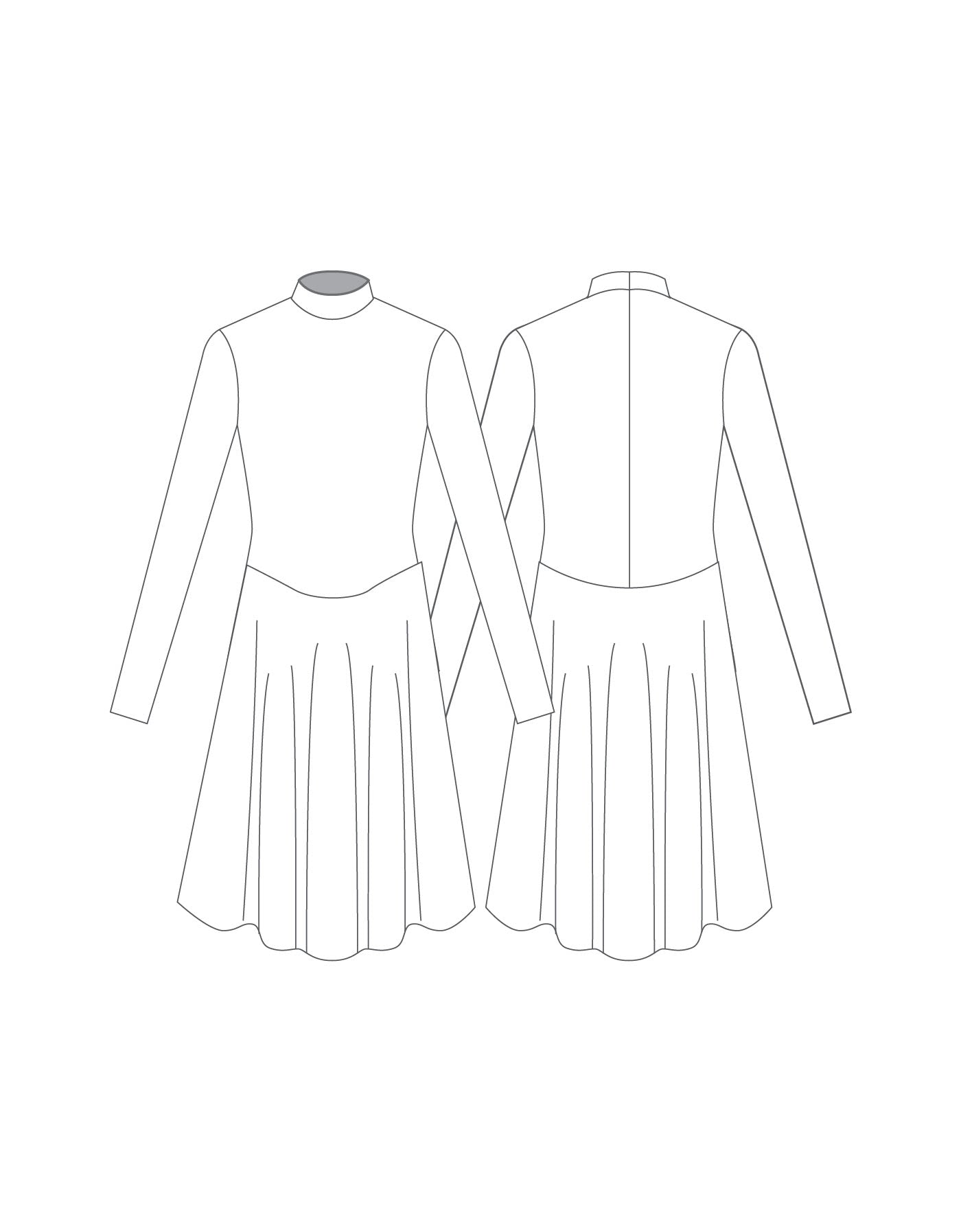 Custom Inked LS Tneck Zipper Back Dress - Lycra