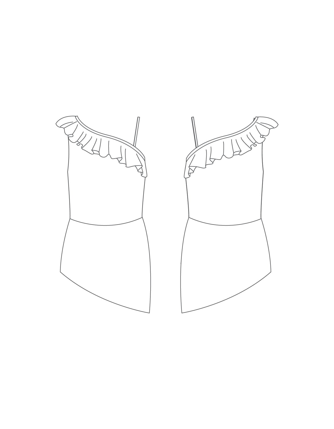 Custom Inked One Shoulder w Ruffle Asy Skirt - Lycra