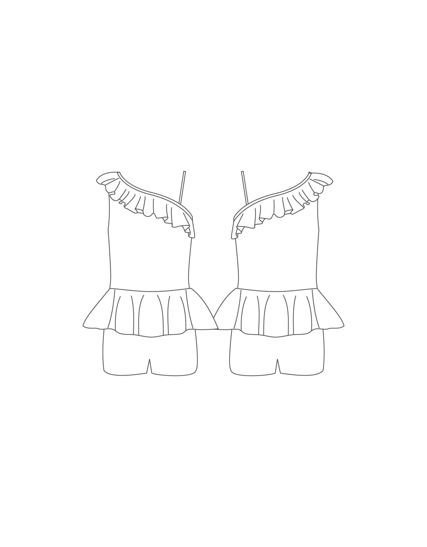 Custom Inked One Shoulder w Ruffle Biketard w Peplum - Lycra