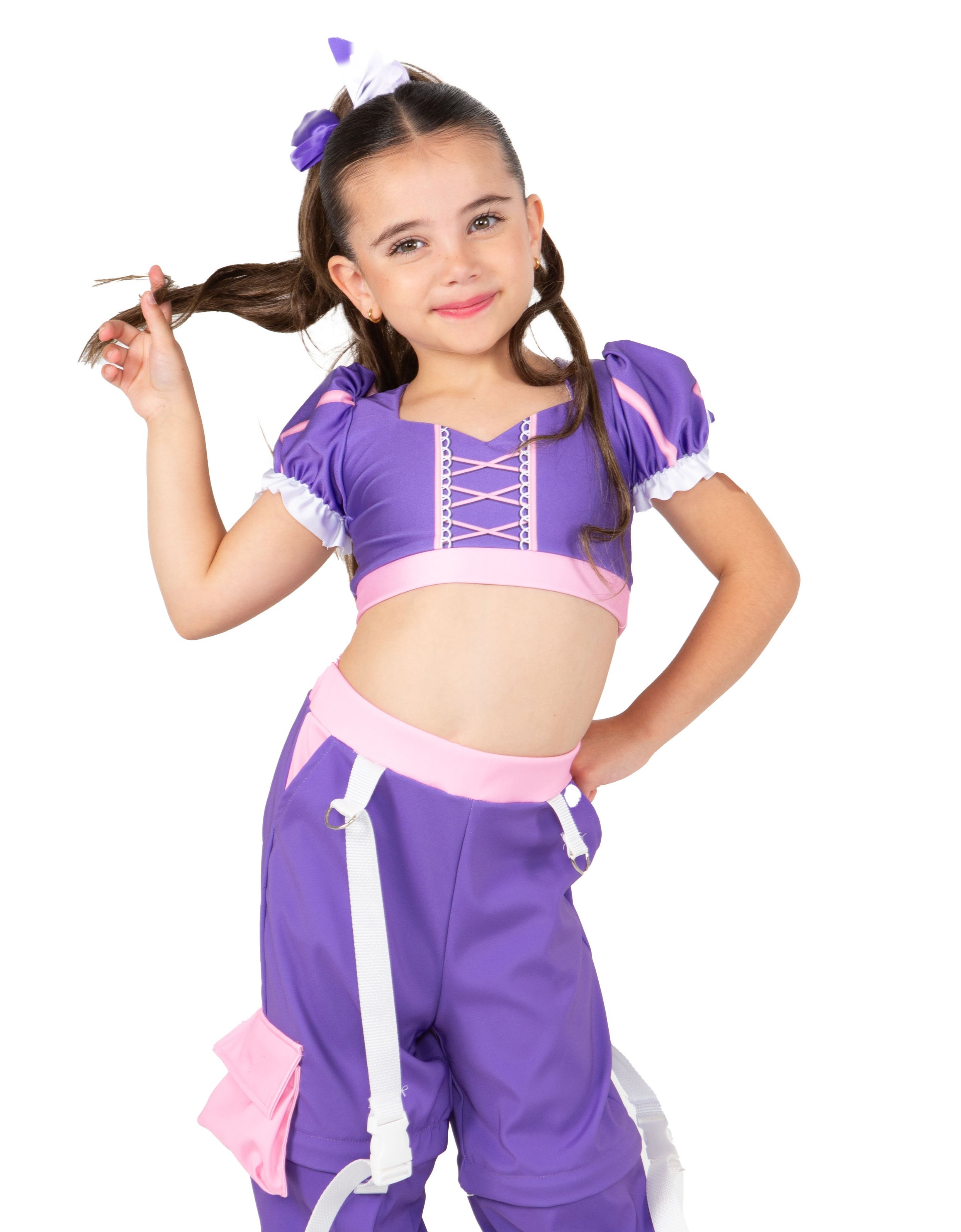 Rapunzel Sweetheart Puff Sleeve Crop Top with Triangle Back