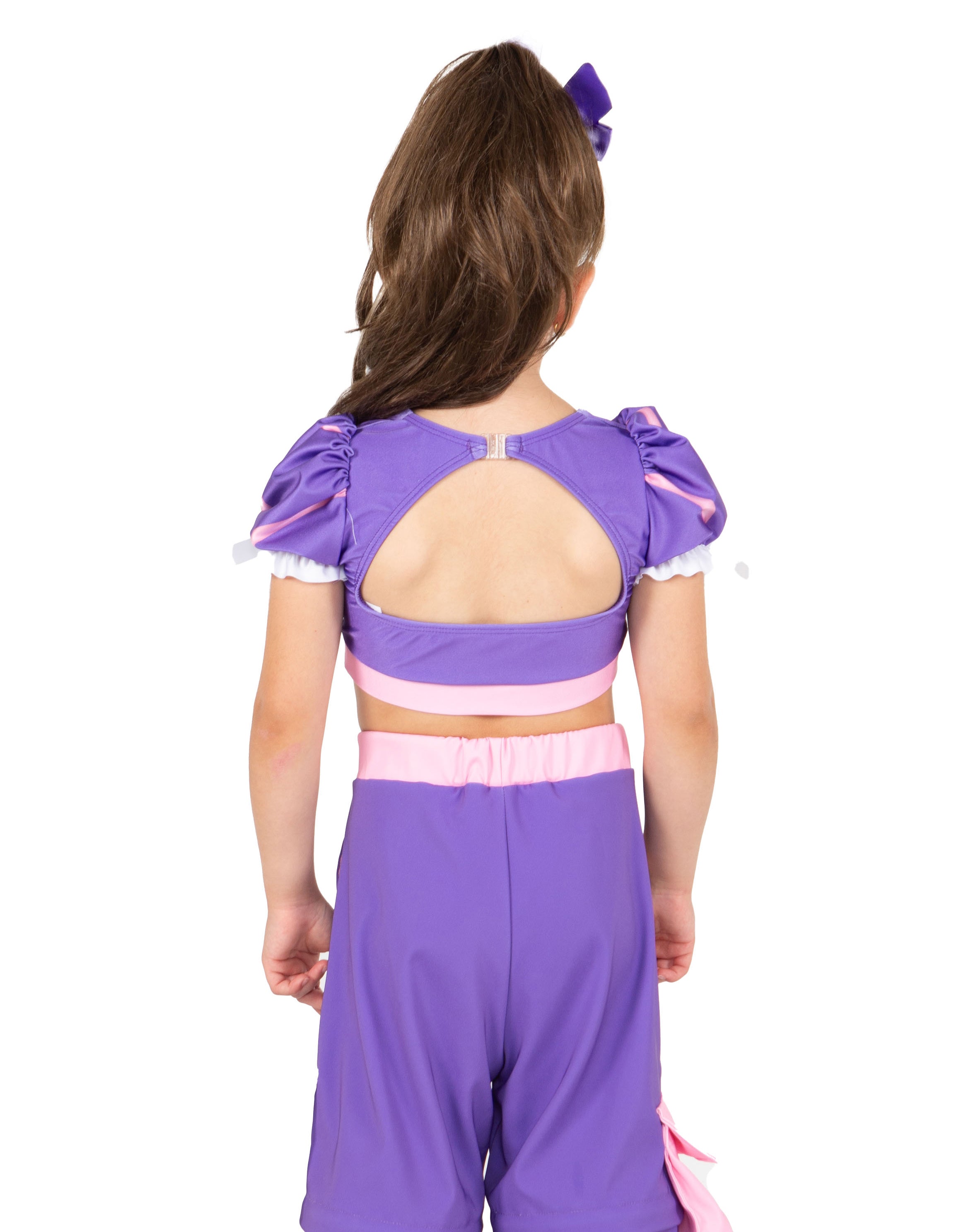 Rapunzel Sweetheart Puff Sleeve Crop Top with Triangle Back