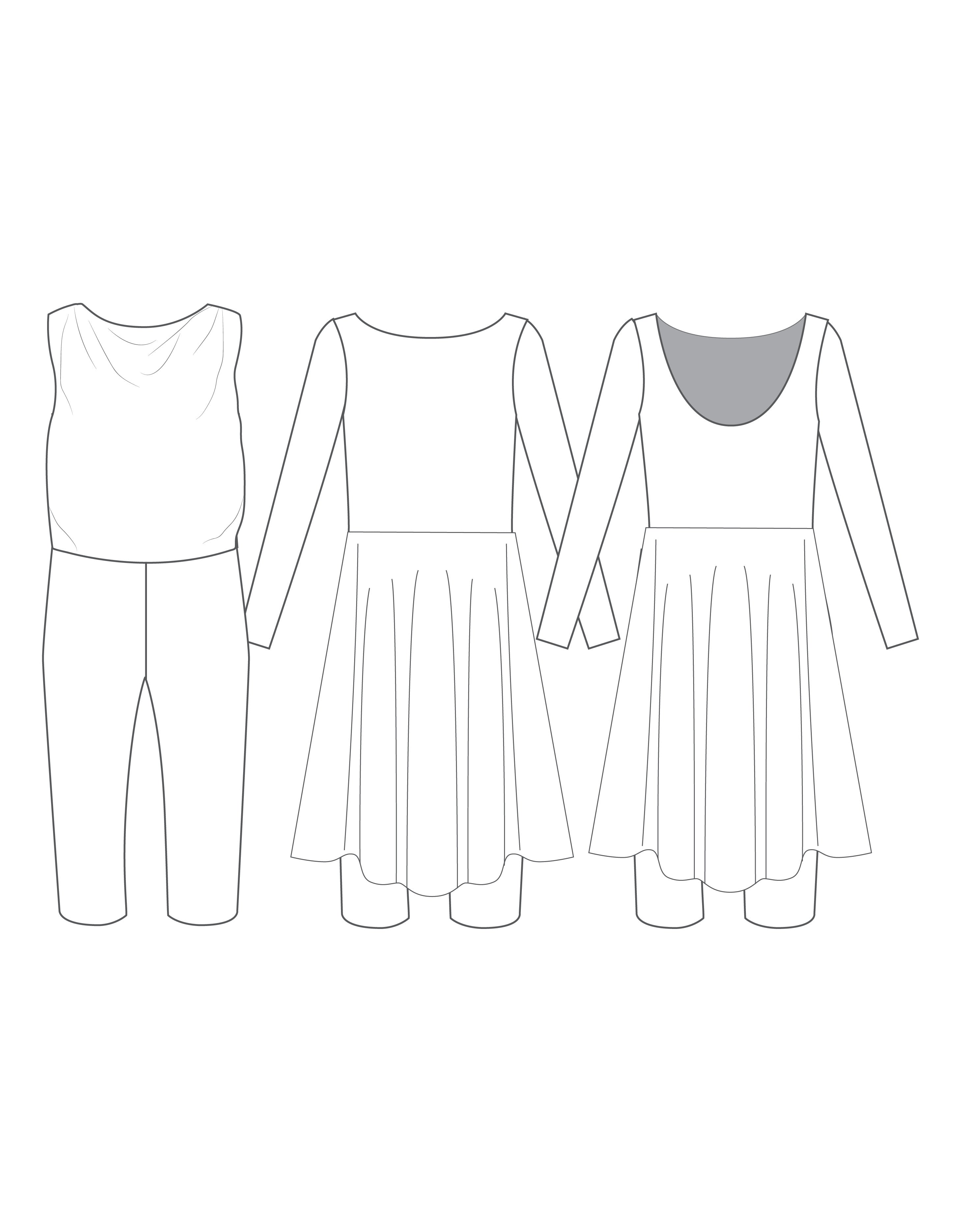 Custom Inked Convertible Dress with Bib LS Boatneck Capri - Lycra