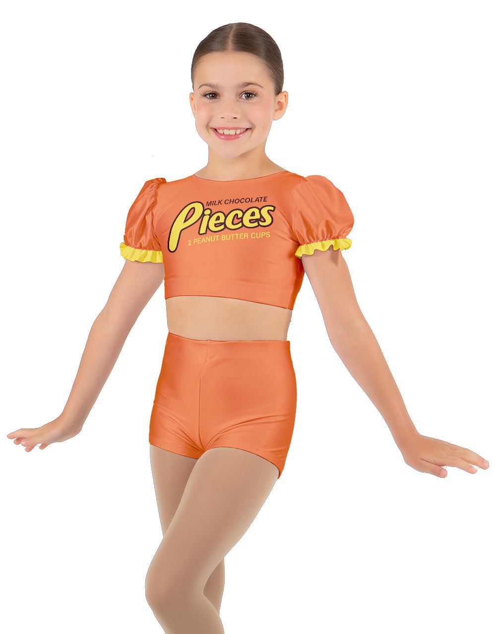 Pieces Chocolate Puff Sleeve Crop Top