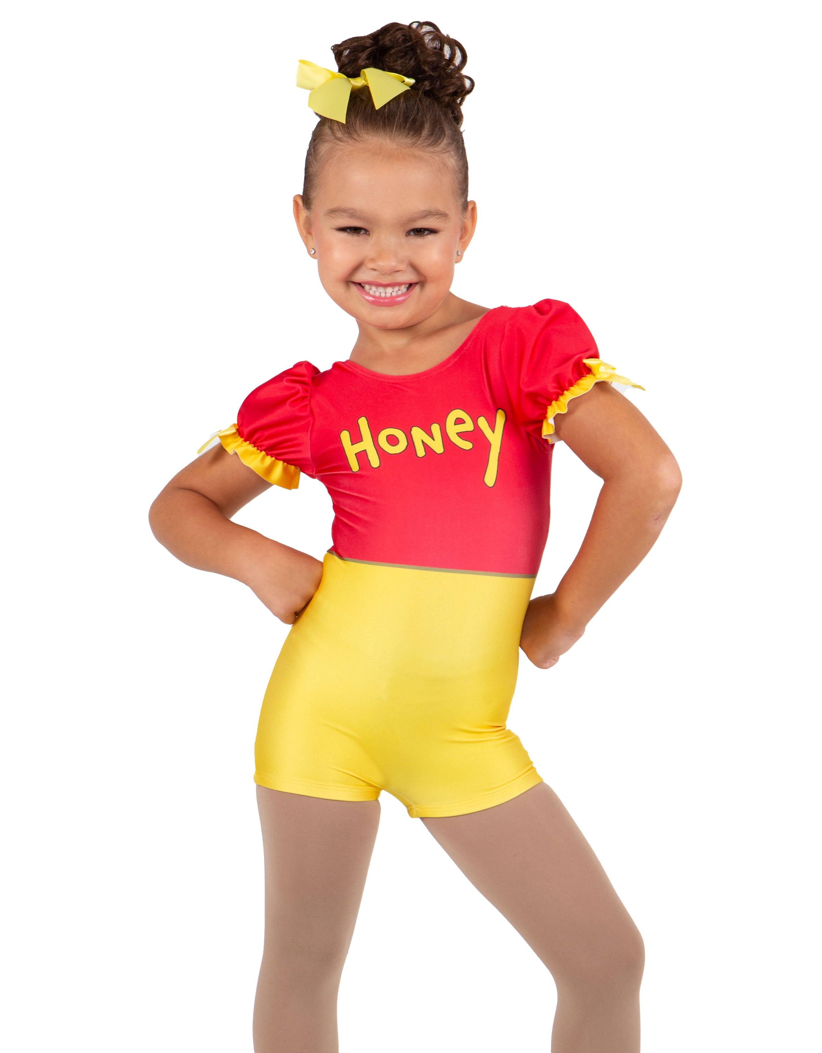 Little Pooh Bear Puff Sleeve Biketard