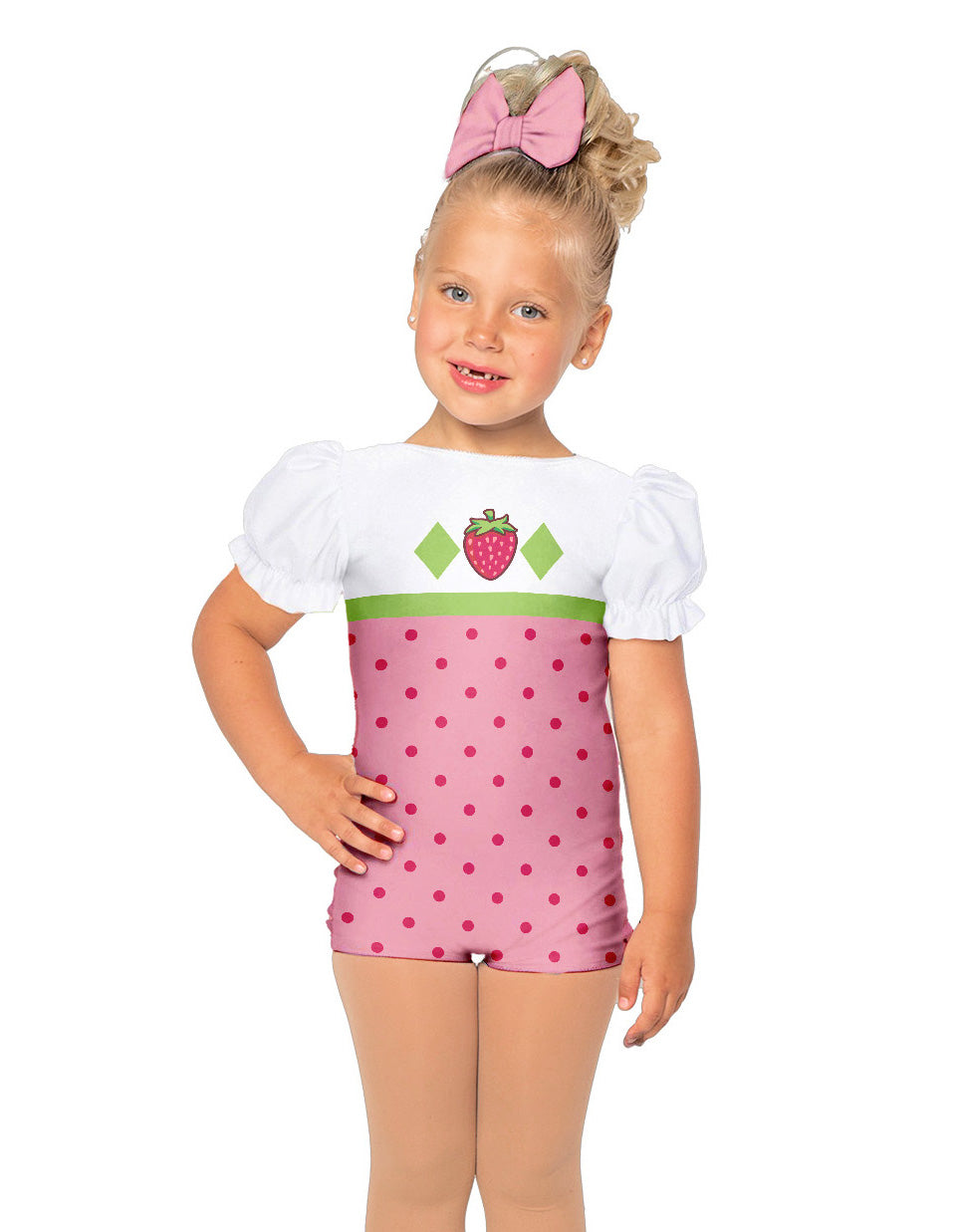 Strawberry Gal Puff Sleeve Biketard