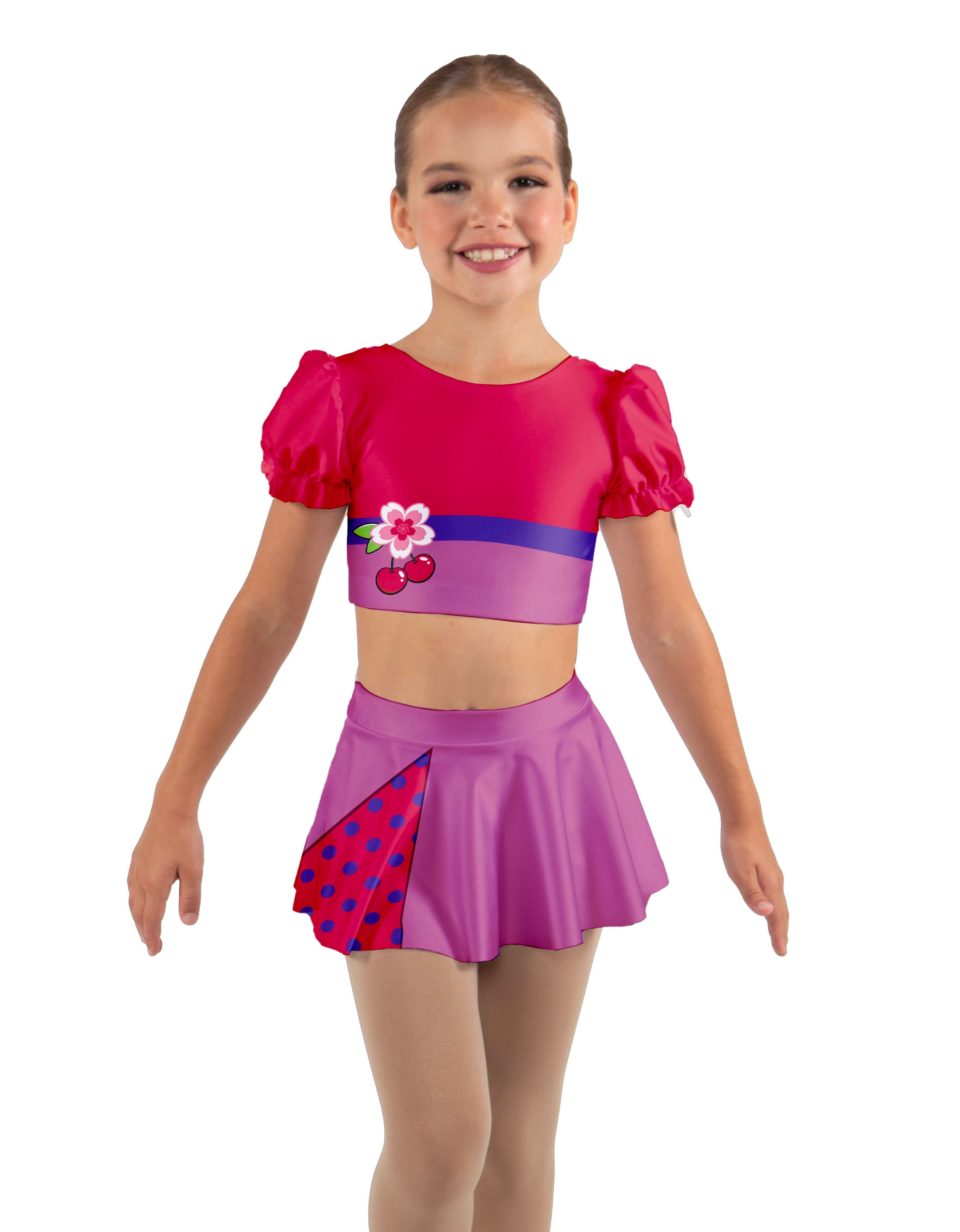 Cherry Gal Puff Sleeve Crop Top