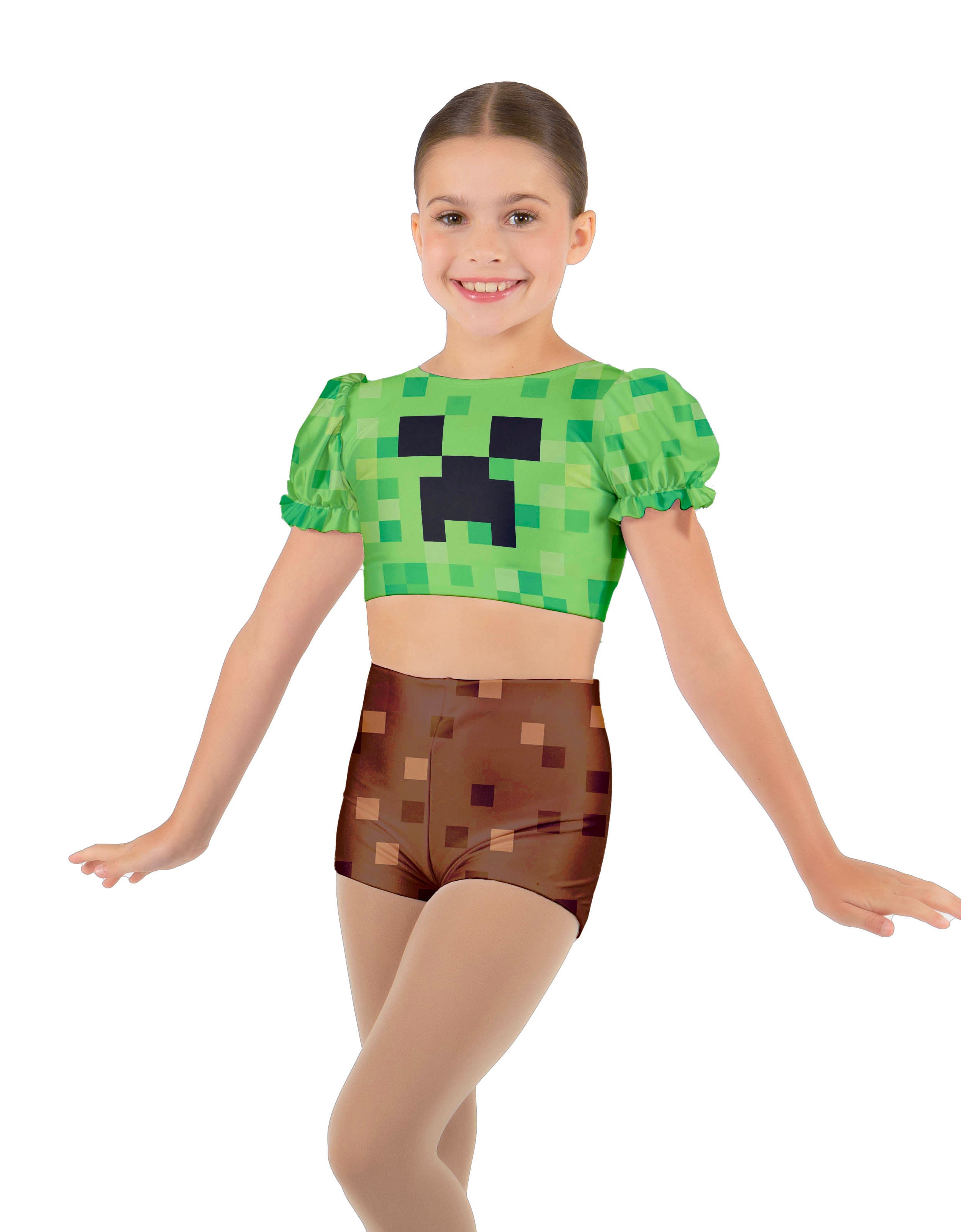 Pixels Puff Sleeve Crop Top
