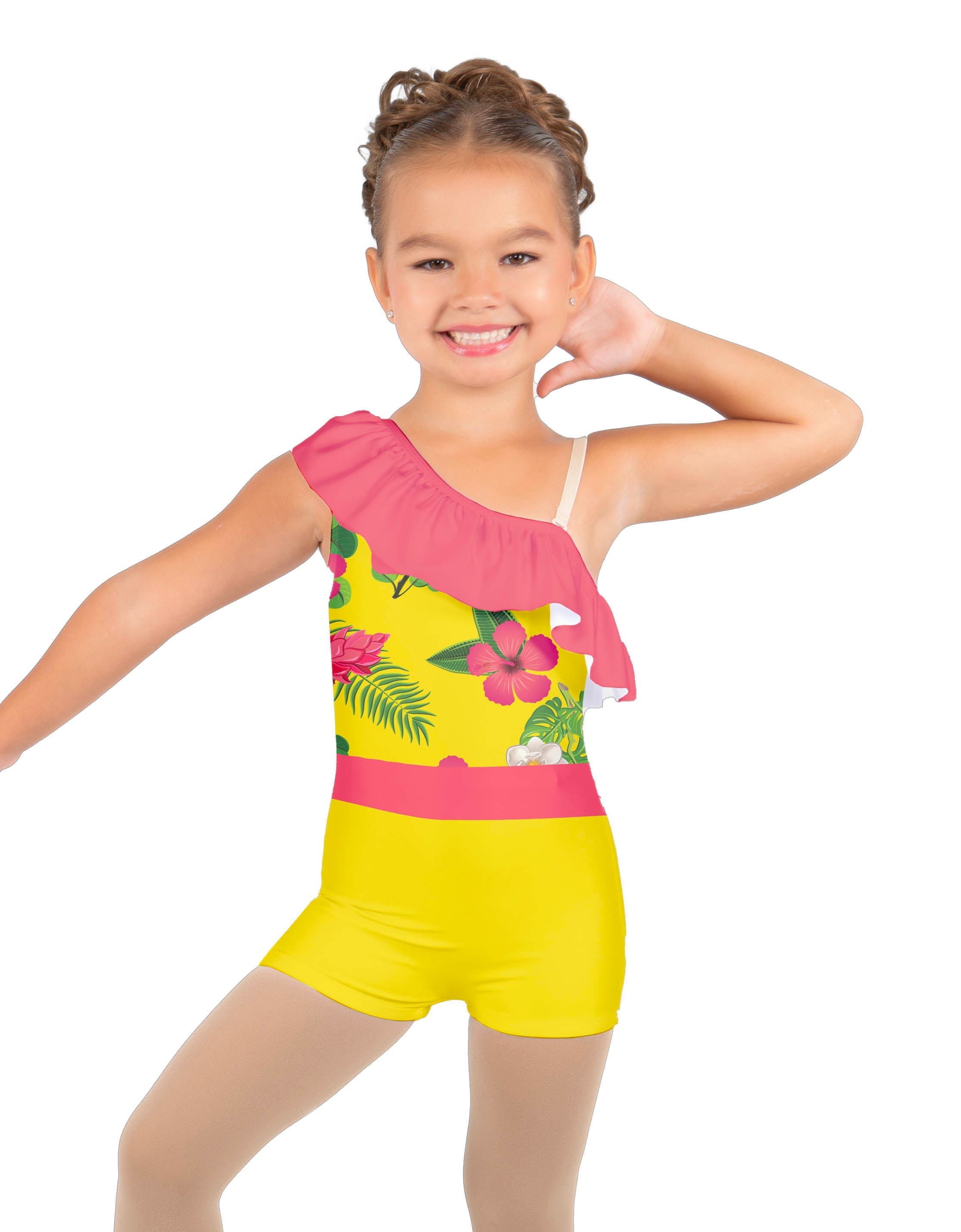 Tropicoco One Shoulder w Ruffle Biketard