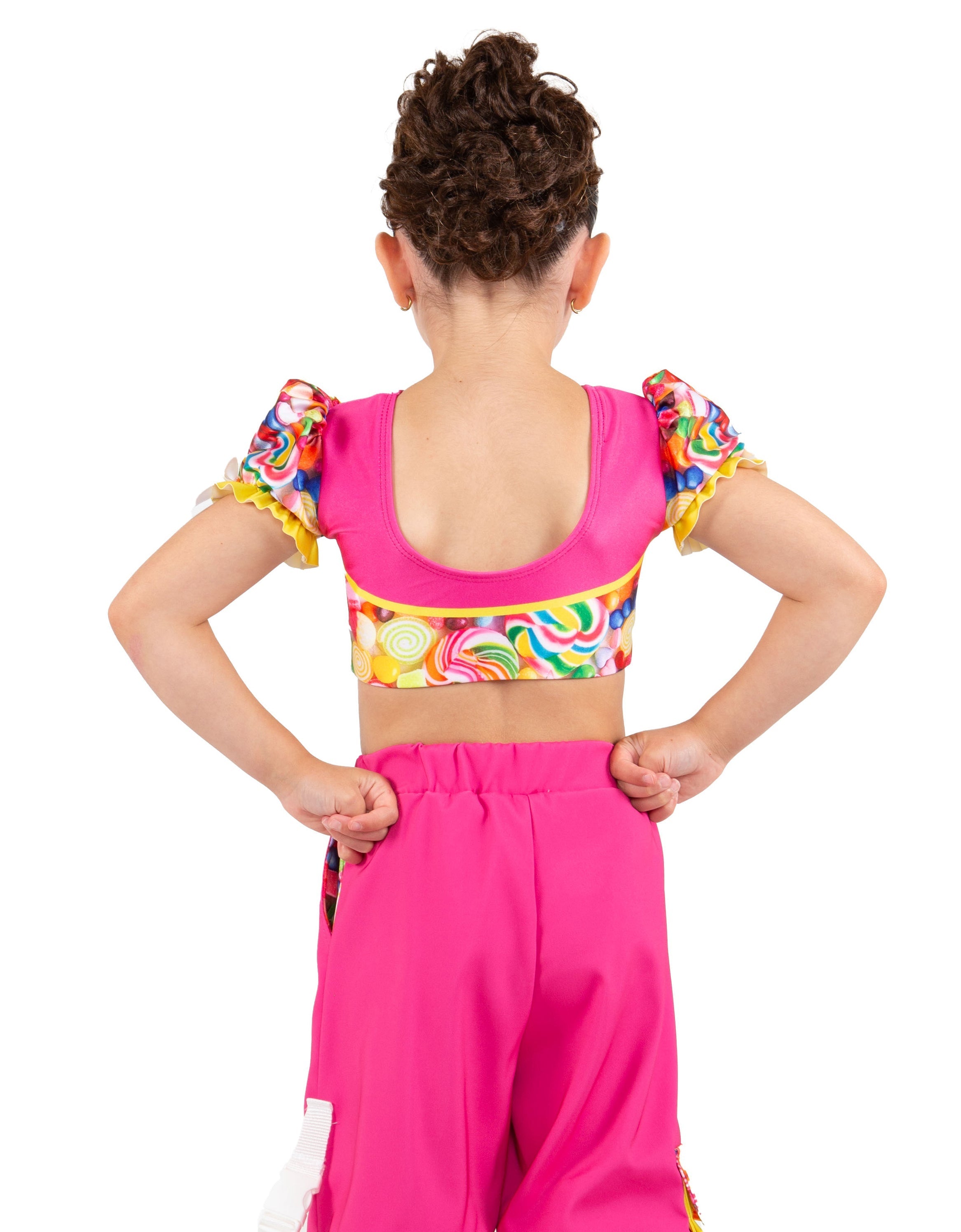 Candy Crush Puff Sleeve Crop Top