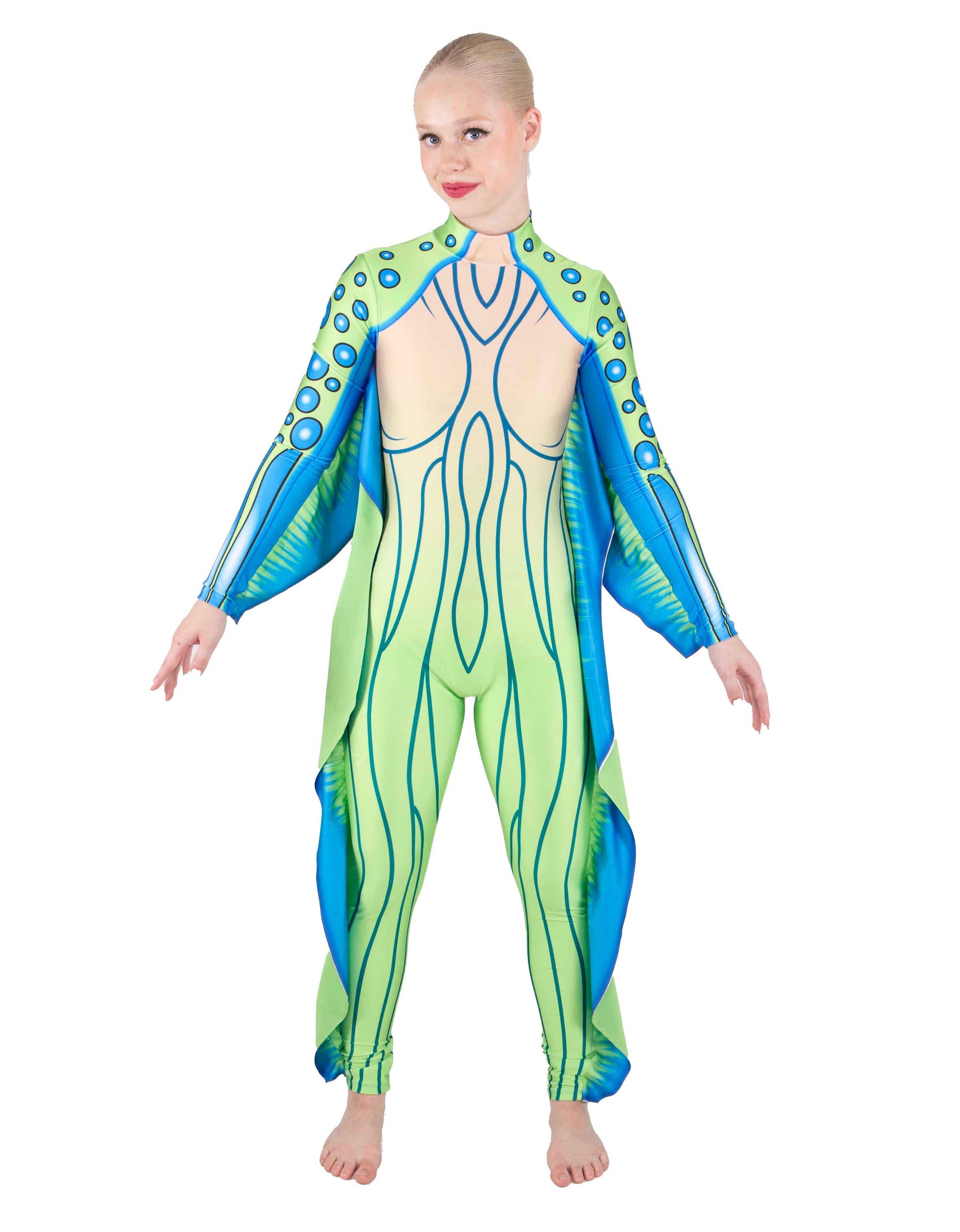 Sea Creature LS Tneck Zipper Back Unitard with Fins