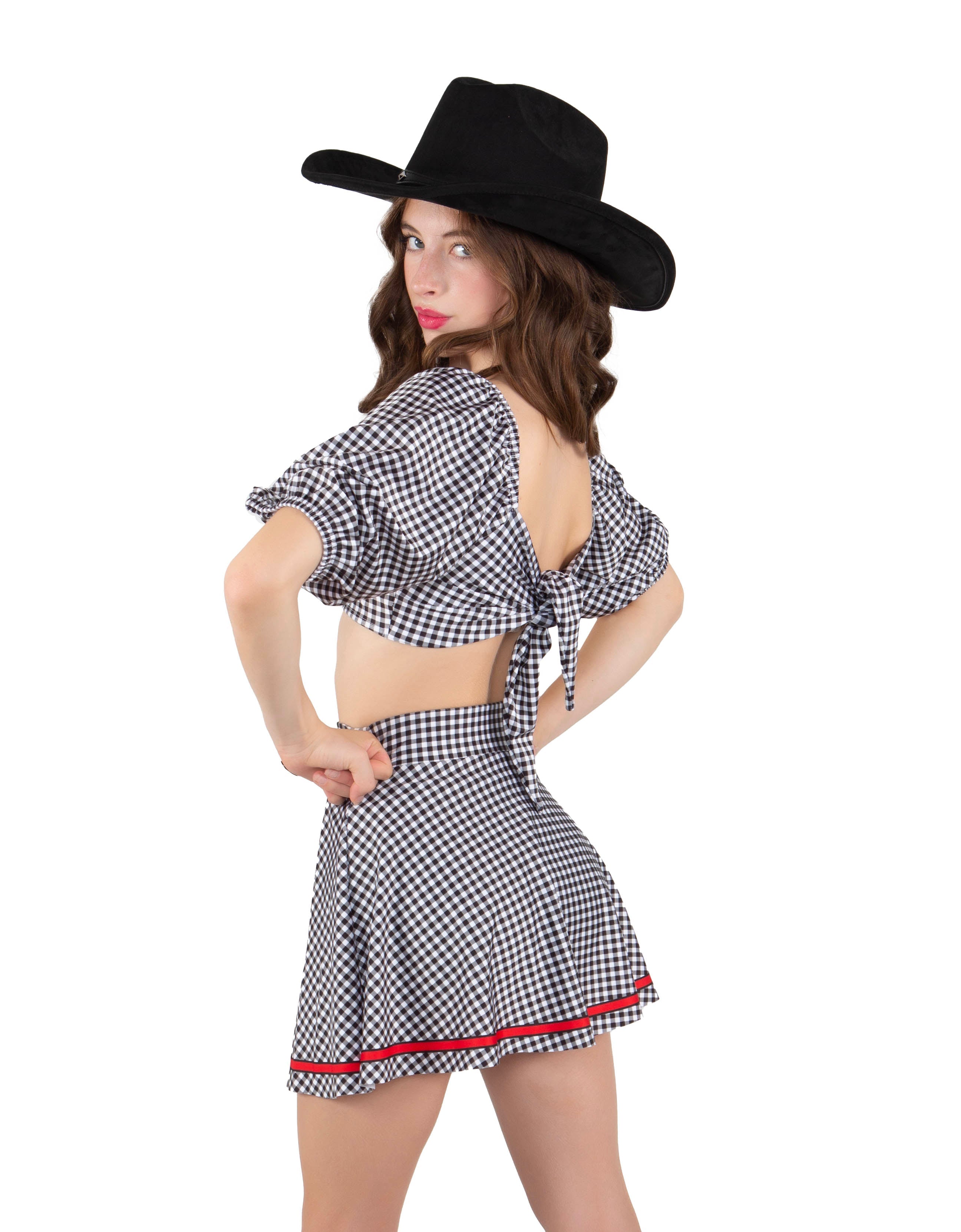 Nashville Peasant Sleeve Tie Up Crop Top