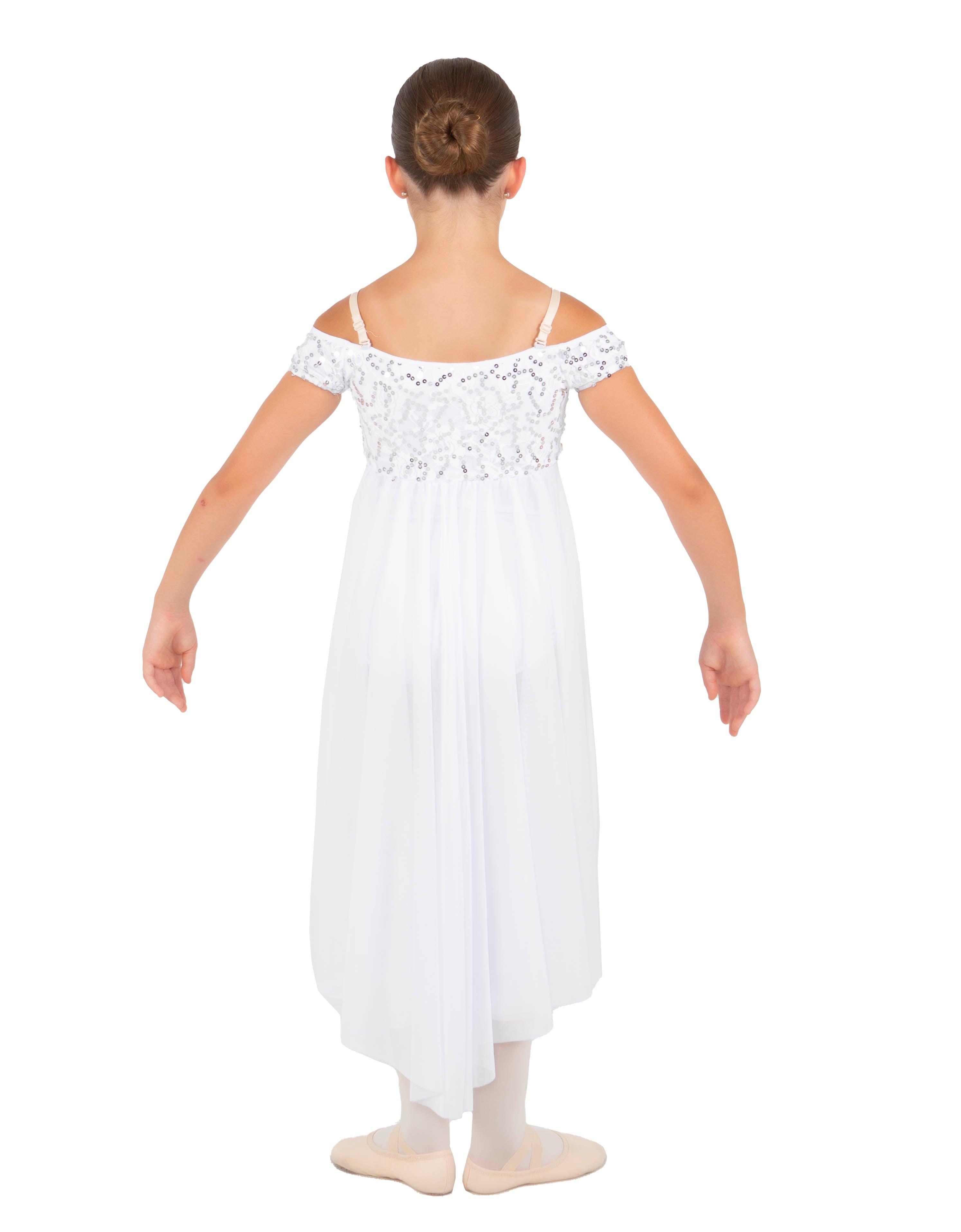 Solid Sequin Lace and Chiffon Propriety Dress