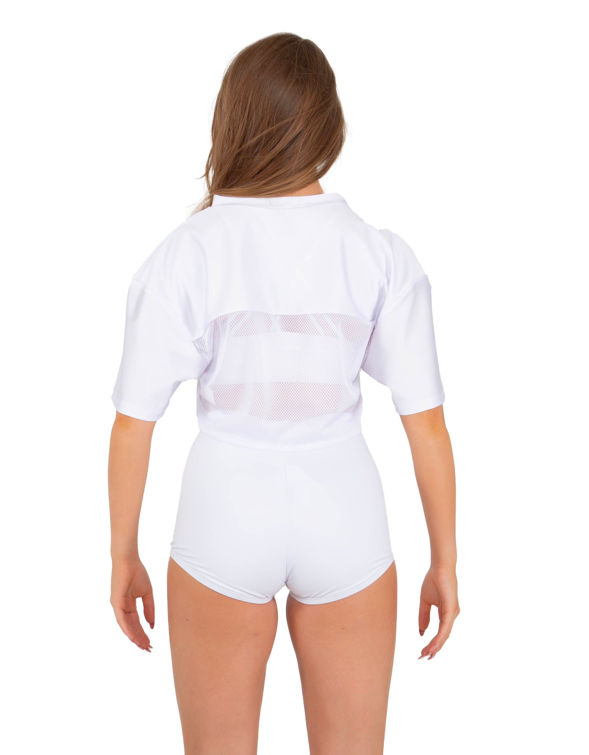 Lycra and Sport Mesh Squad Goal Yoke Tee