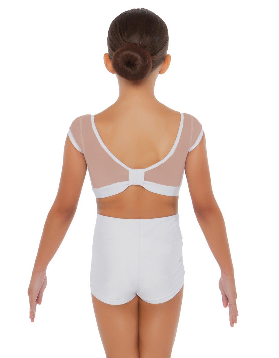 Solid Lycra Mesh Bow Back Crop Top