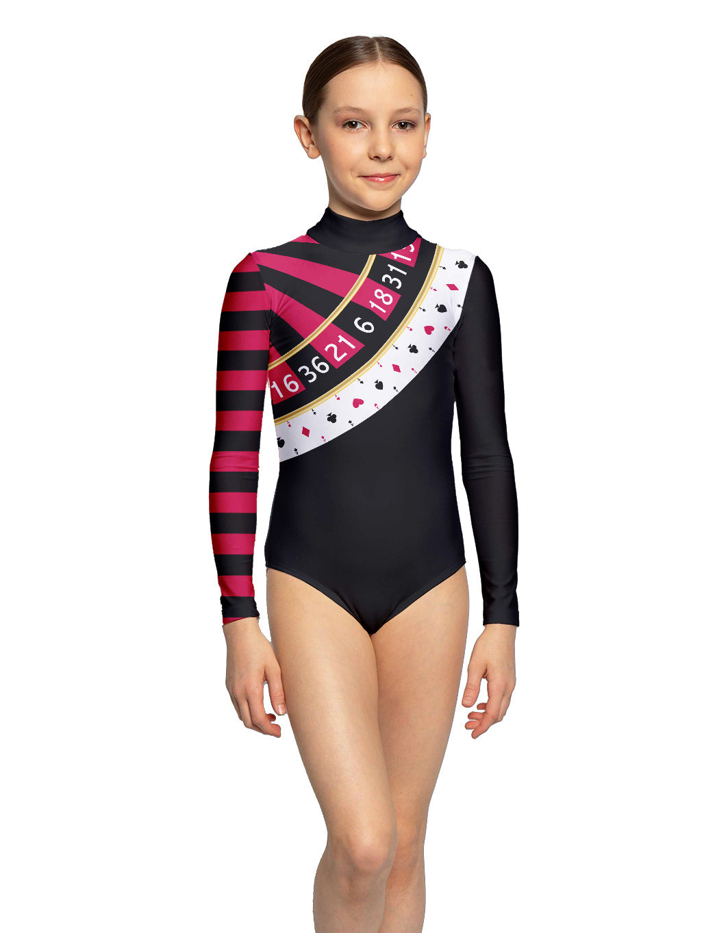 Roulette Wheel LS Tneck Keyhole Back Leotard
