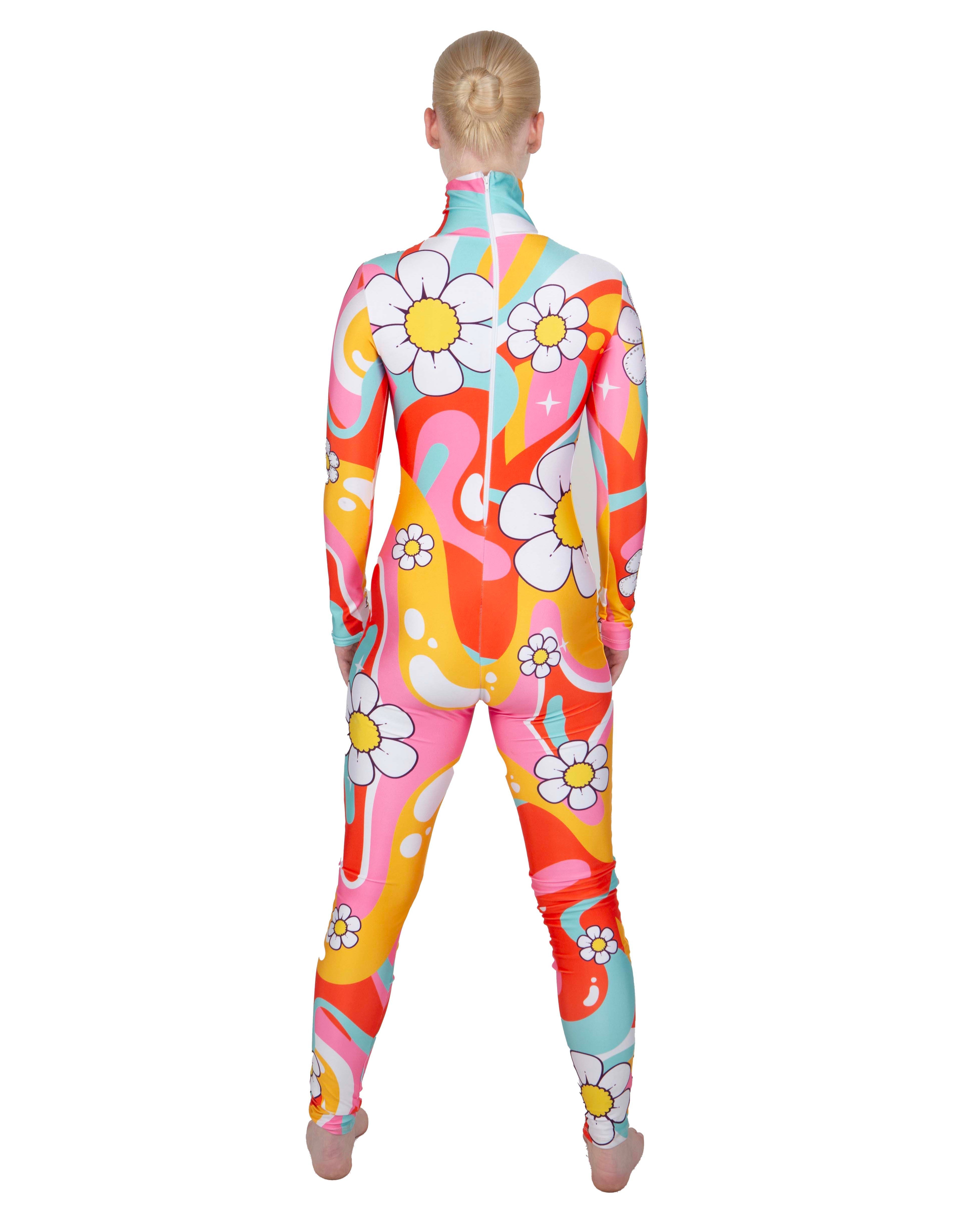Flower Child Groovy LS Tneck Zipper Back Unitard