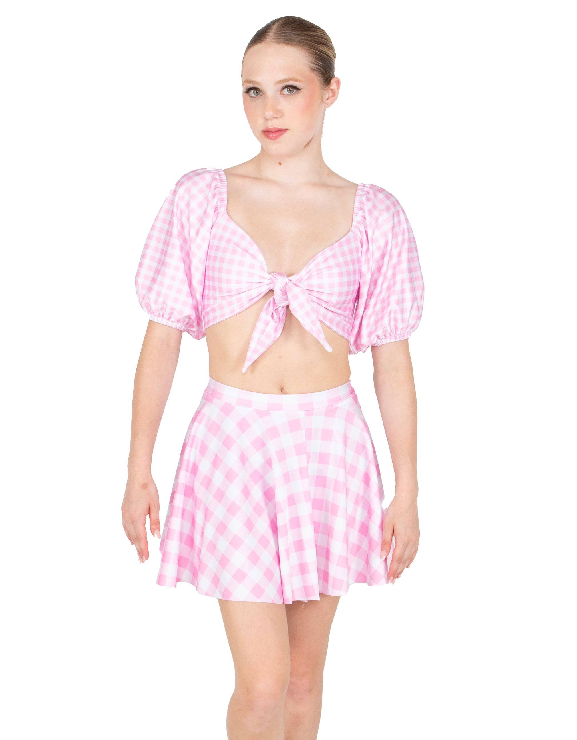 A Little Bit Country Peasant Sleeve Tie Up Crop Top