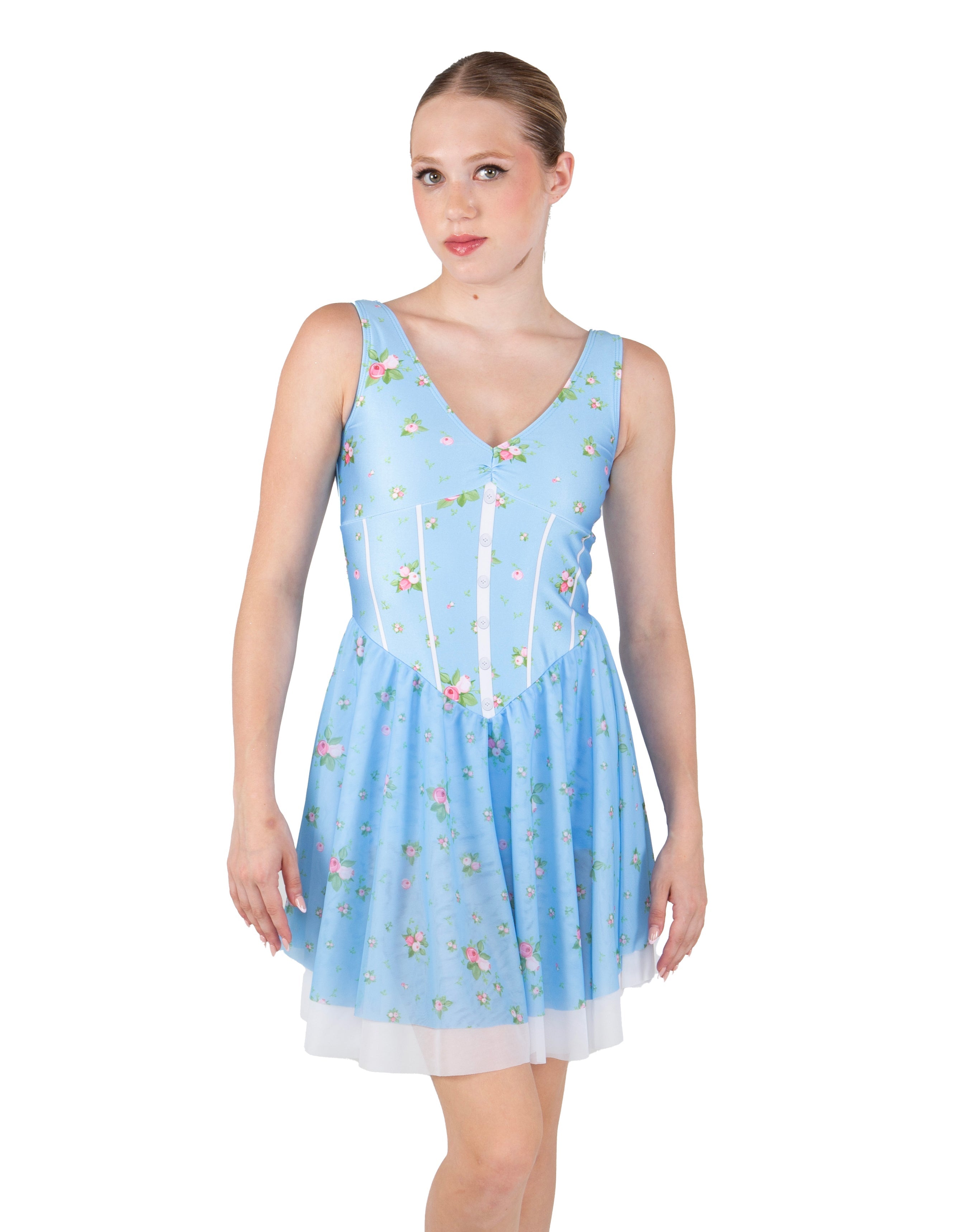 Pretty as a Peach V Neck Bodice Dress