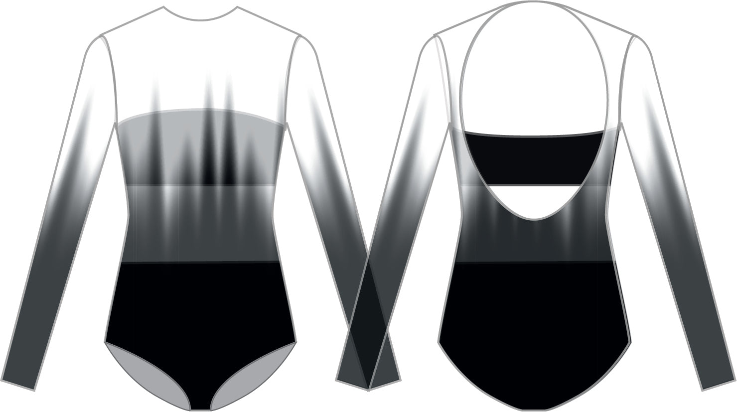 Alone LS Open Back Mesh Leotard with Bandeau and Panty