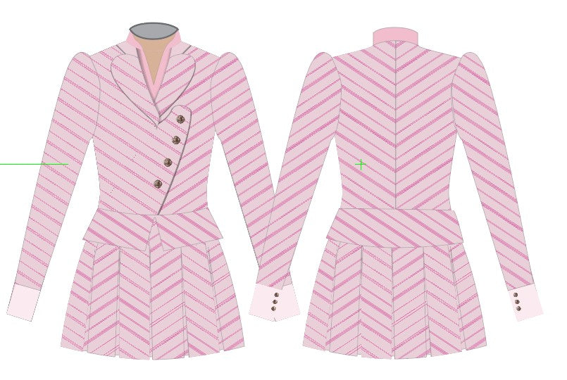 Glinda Shiz University LS TNeck Biketard with Attached Pleated Skirt and Peplum