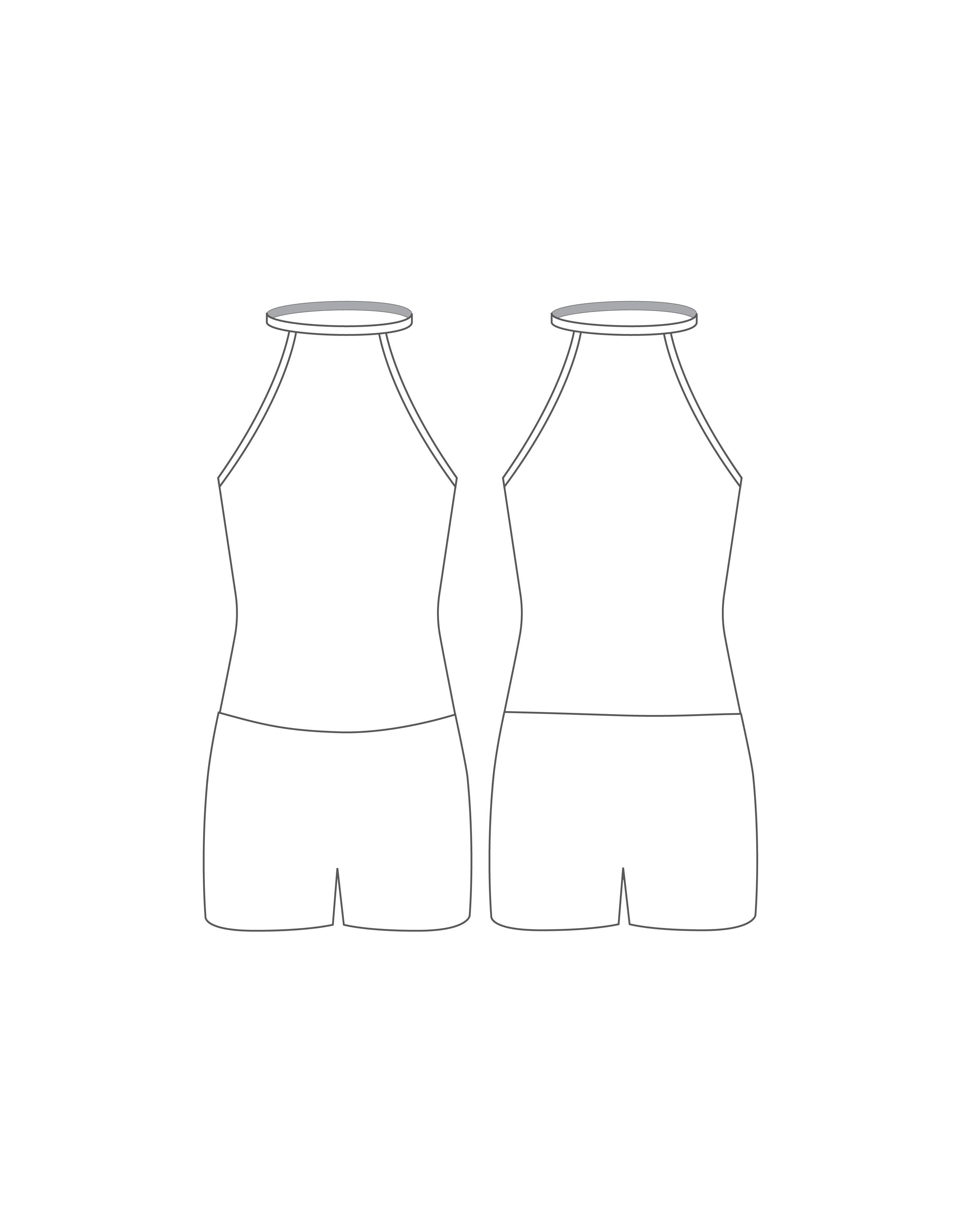 Custom Inked Lycra Halter Covered Back Biketard - Hamilton Theatrical