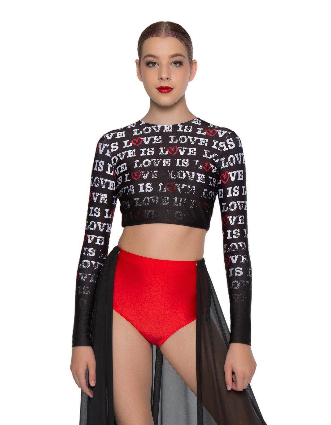 Love is Love LS Triangle Back Crop Top - Hamilton Theatrical