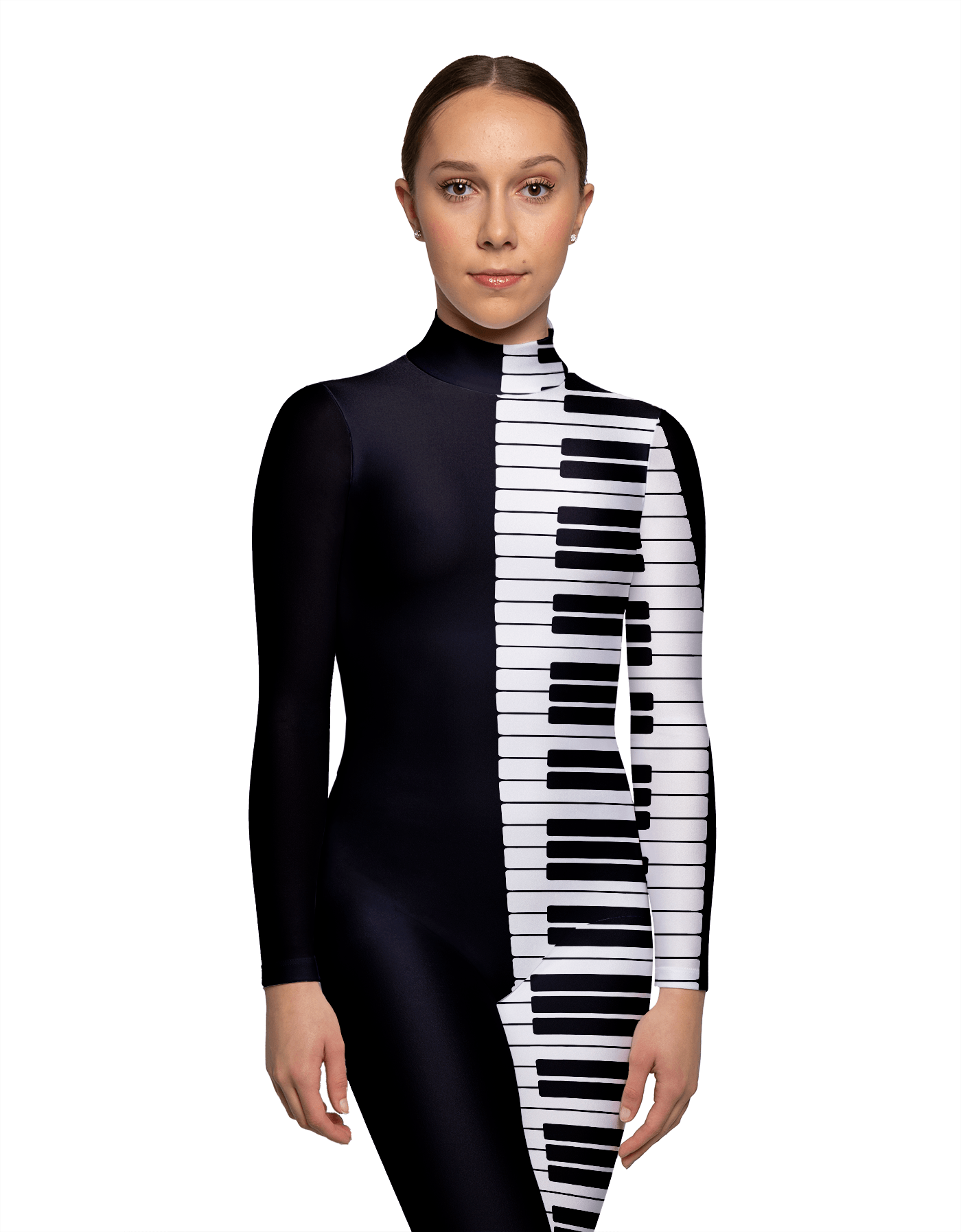 Maestro Piano LS Tneck Zipper Back Unitard - Hamilton Theatrical