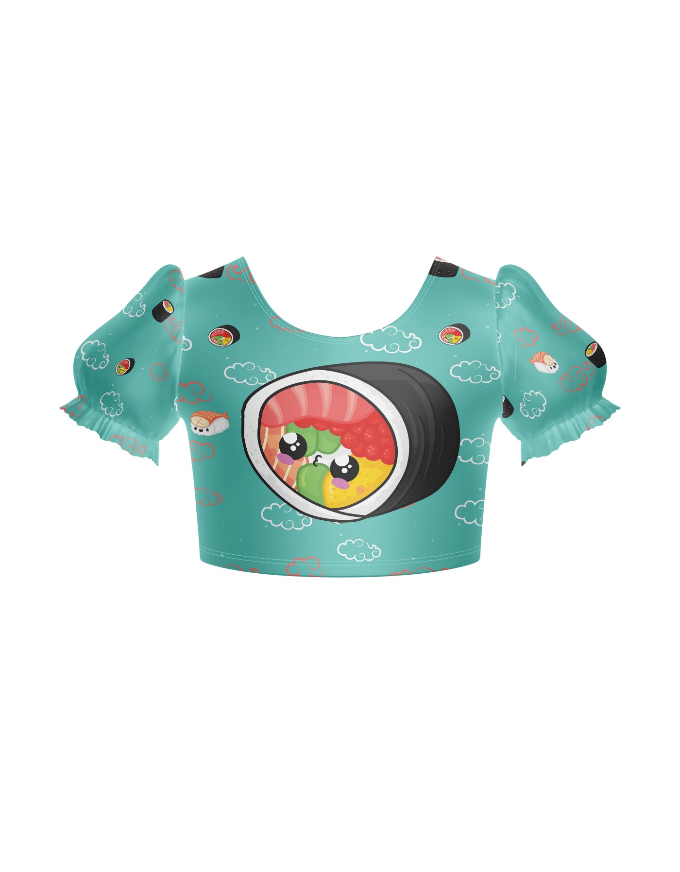 Sushi Minis Lycra Puff Sleeve Crop Top