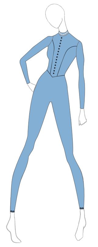 Deluxe Alice Lycra LS Tneck Open Back Unitard