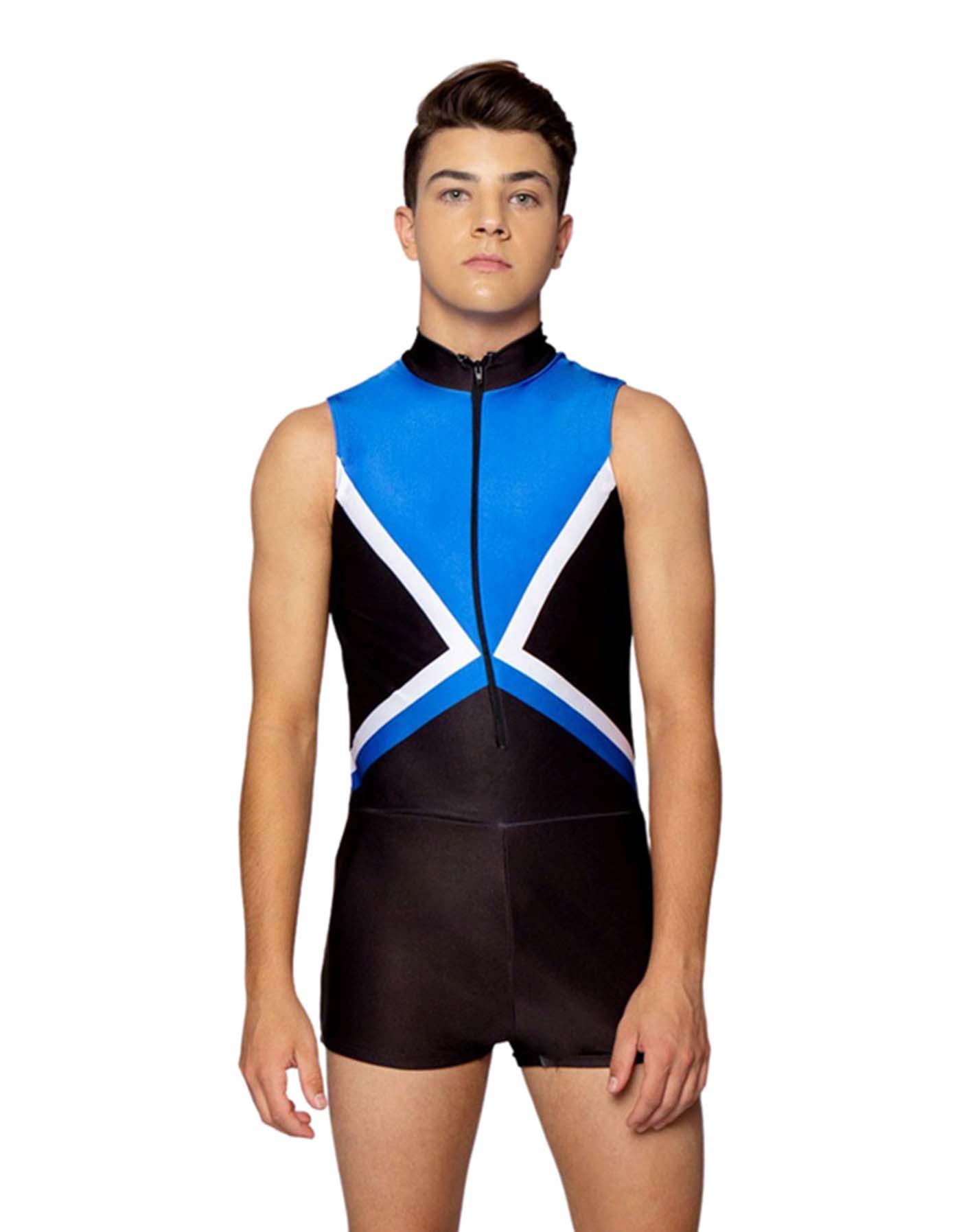 Colour Block Boys Zip Up Biketard - Hamilton Theatrical