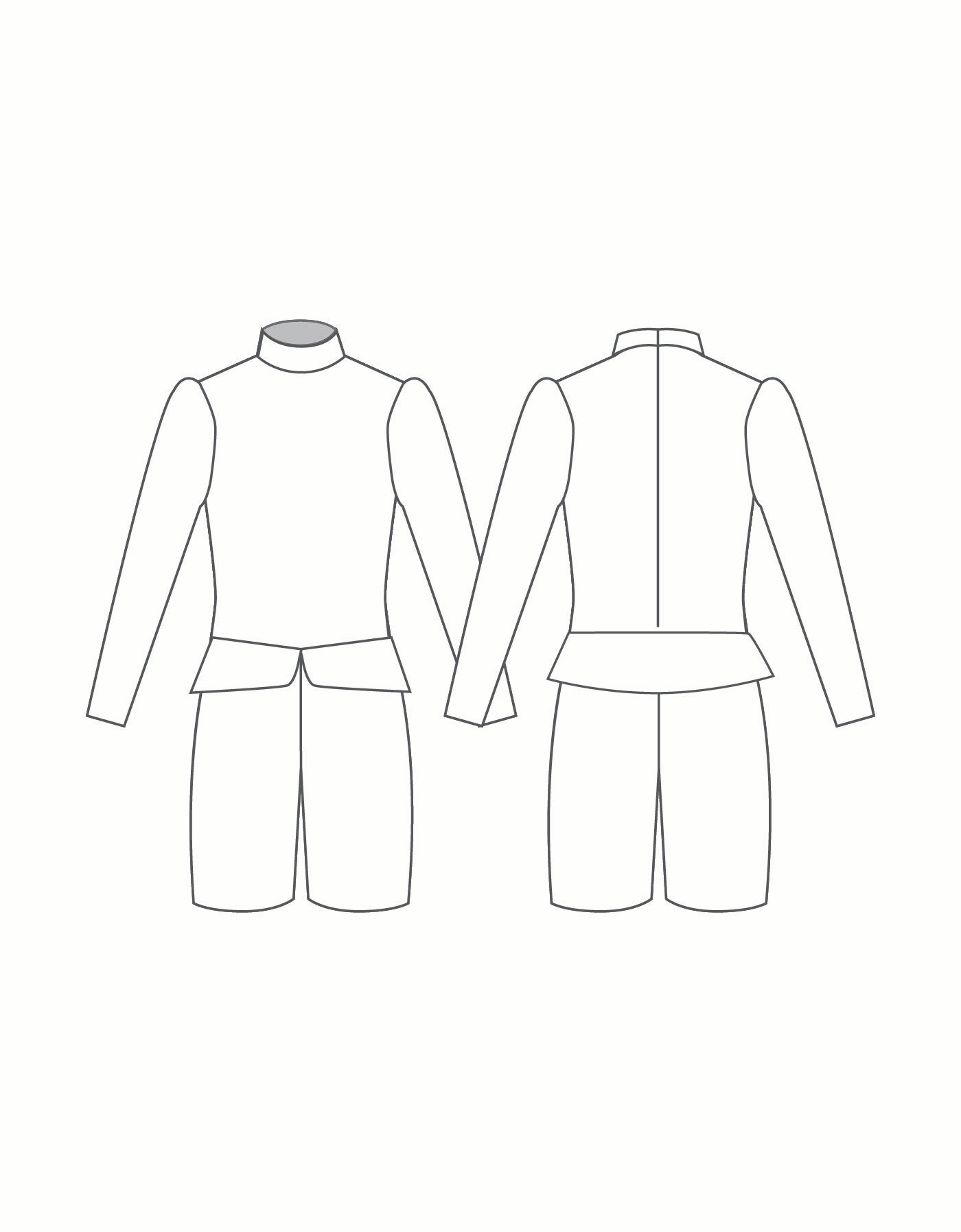 Custom Inked LS Puff Sleeve TNeck Zipper Back Bikeshort with Peplum - Lycra