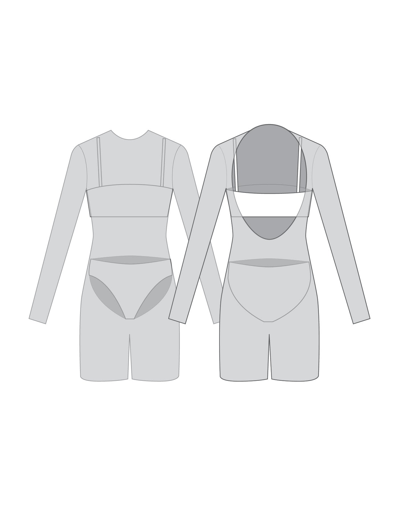 Custom Inked LS Open Back Mesh Bike Short Biketard with Bandeau and Panty - Lycra & Mesh