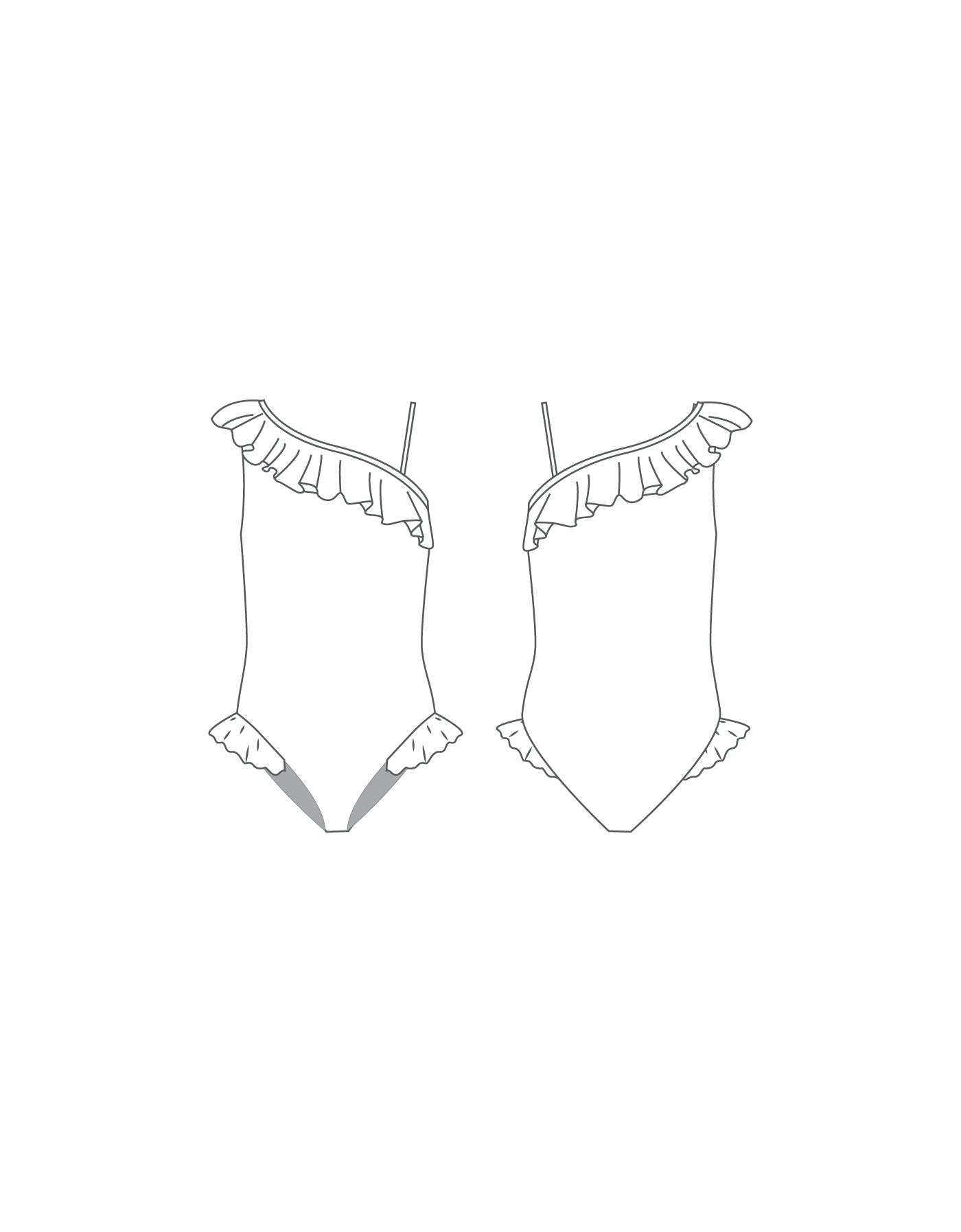 Custom Inked One Shoulder w Ruffle w Leg Flutter Leotard - Hologram