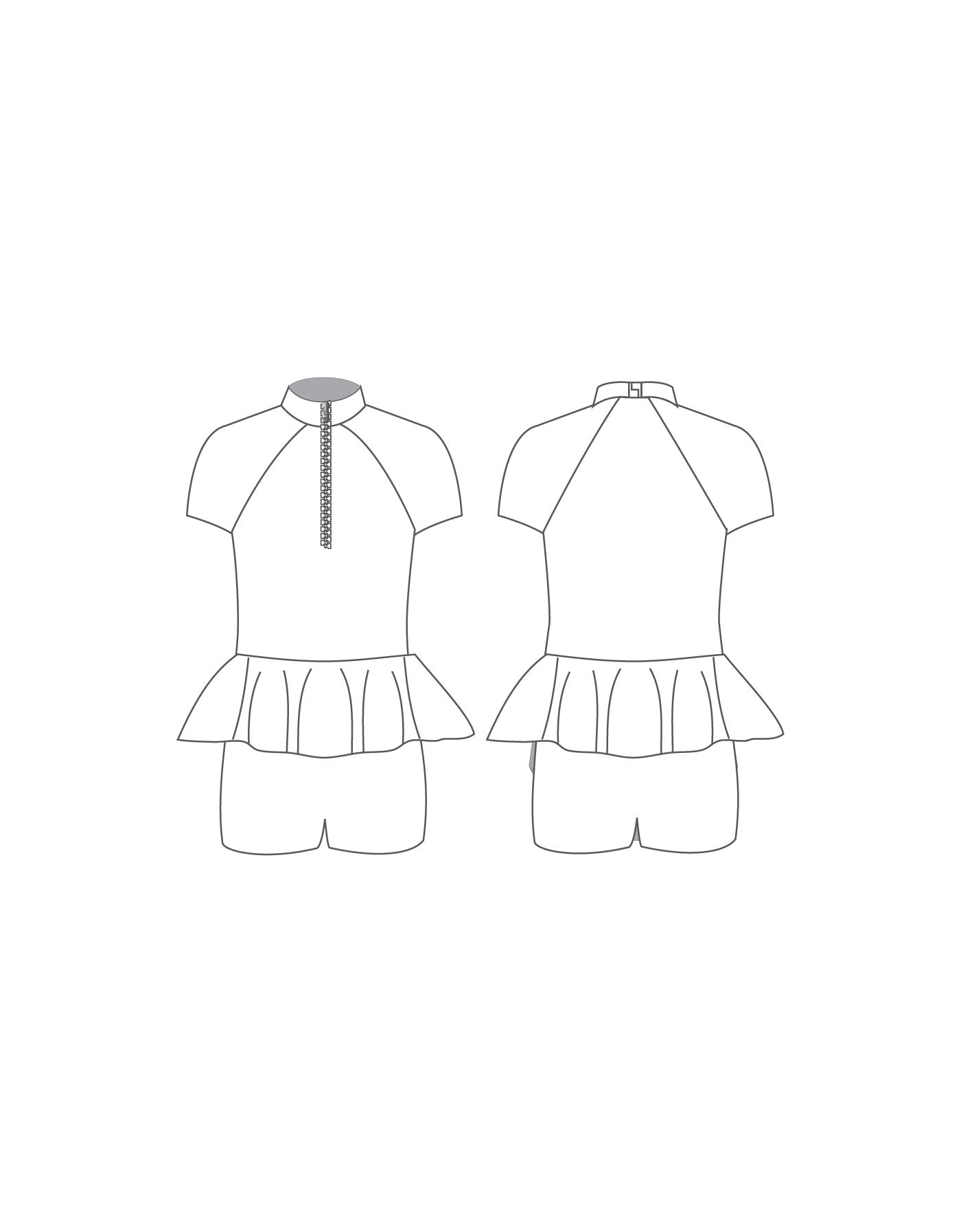 Custom Inked Raglan Biketard with Zipper w Peplum - Lycra