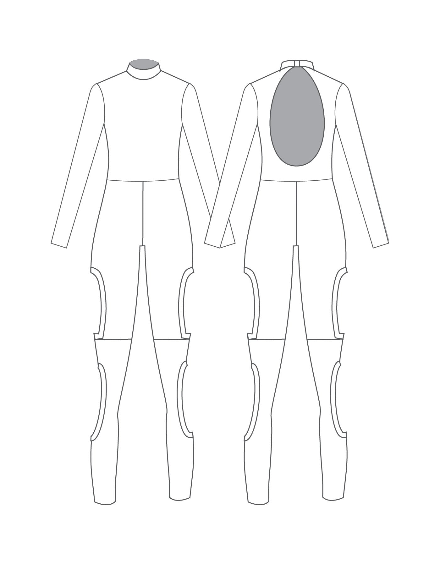 Custom Inked LS TNeck Open Back Unitard with Cutouts - Lycra