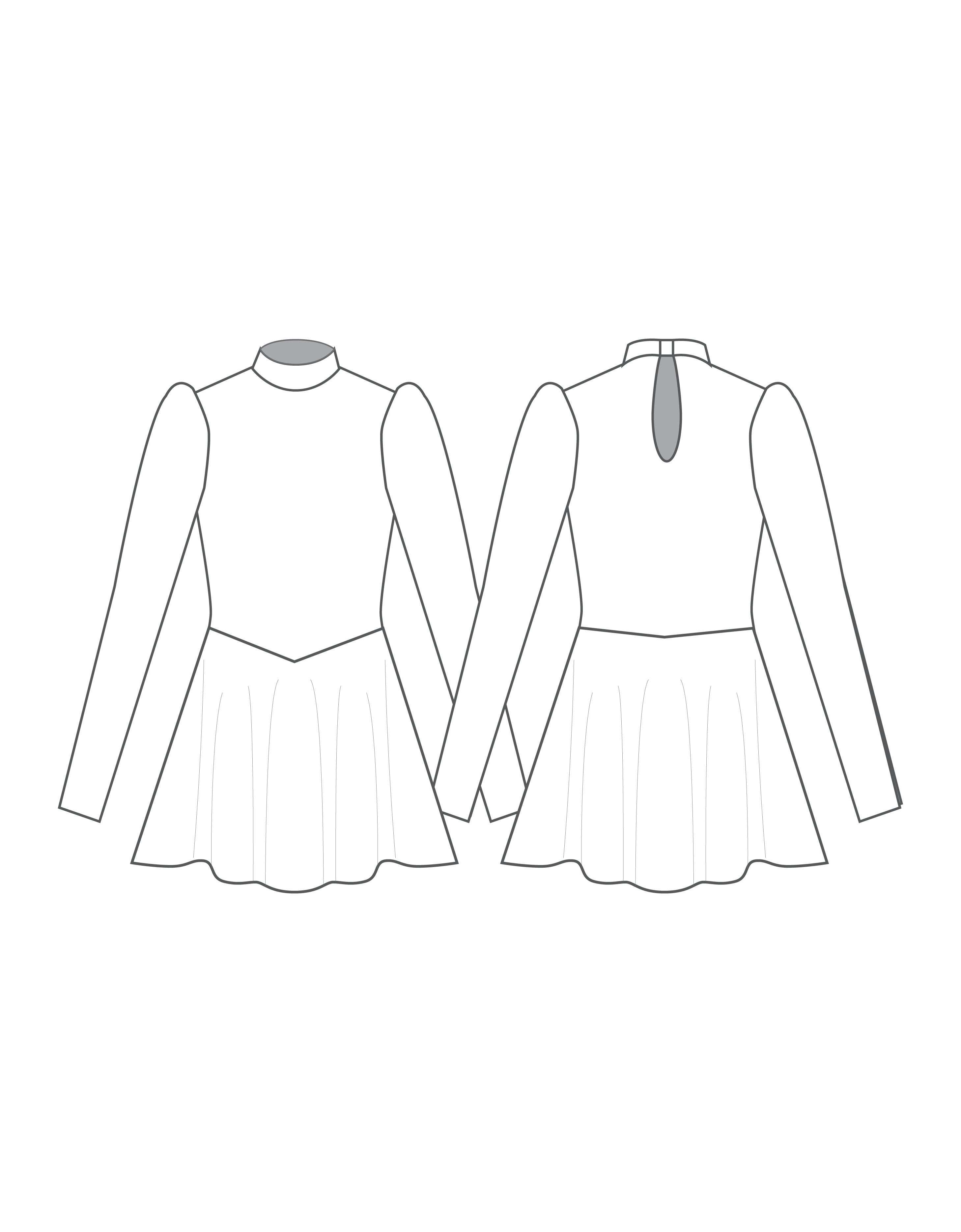 Custom Inked LS Puff Sleeve TNeck Keyhole Back Dress - Lycra