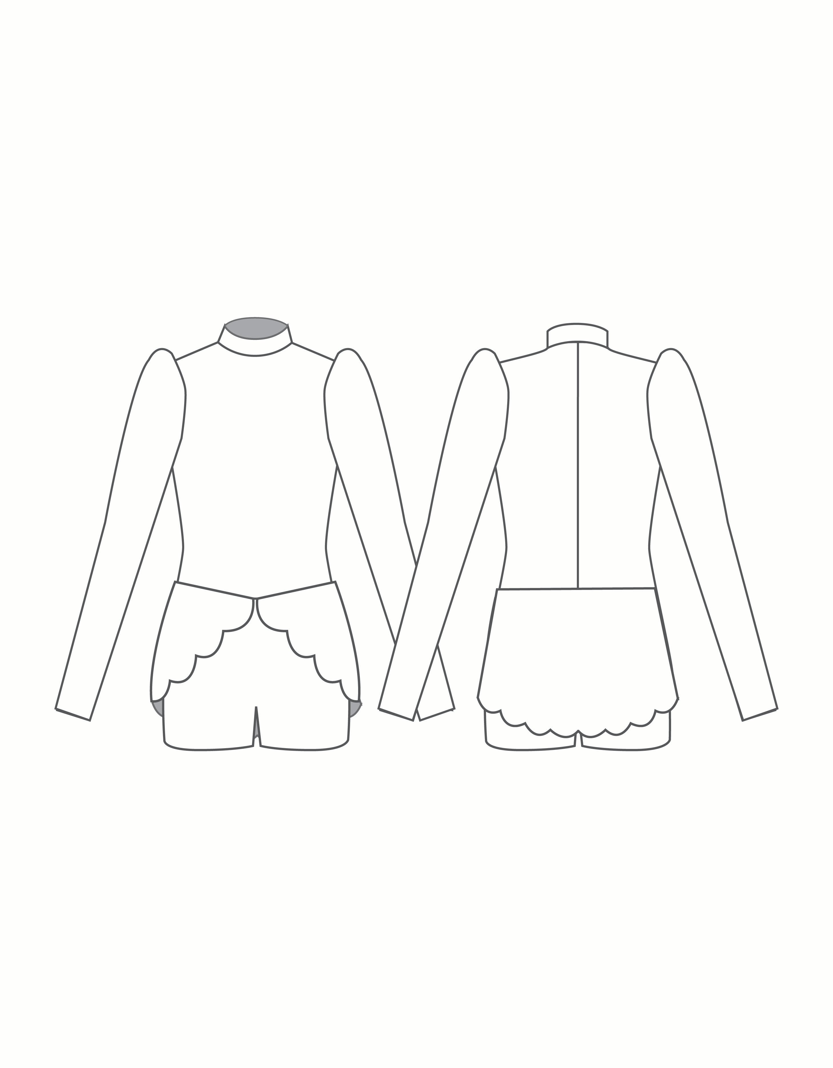 Custom Inked Long Puff Sleeve TNeck Biketard with Regal Peplum - Hologram