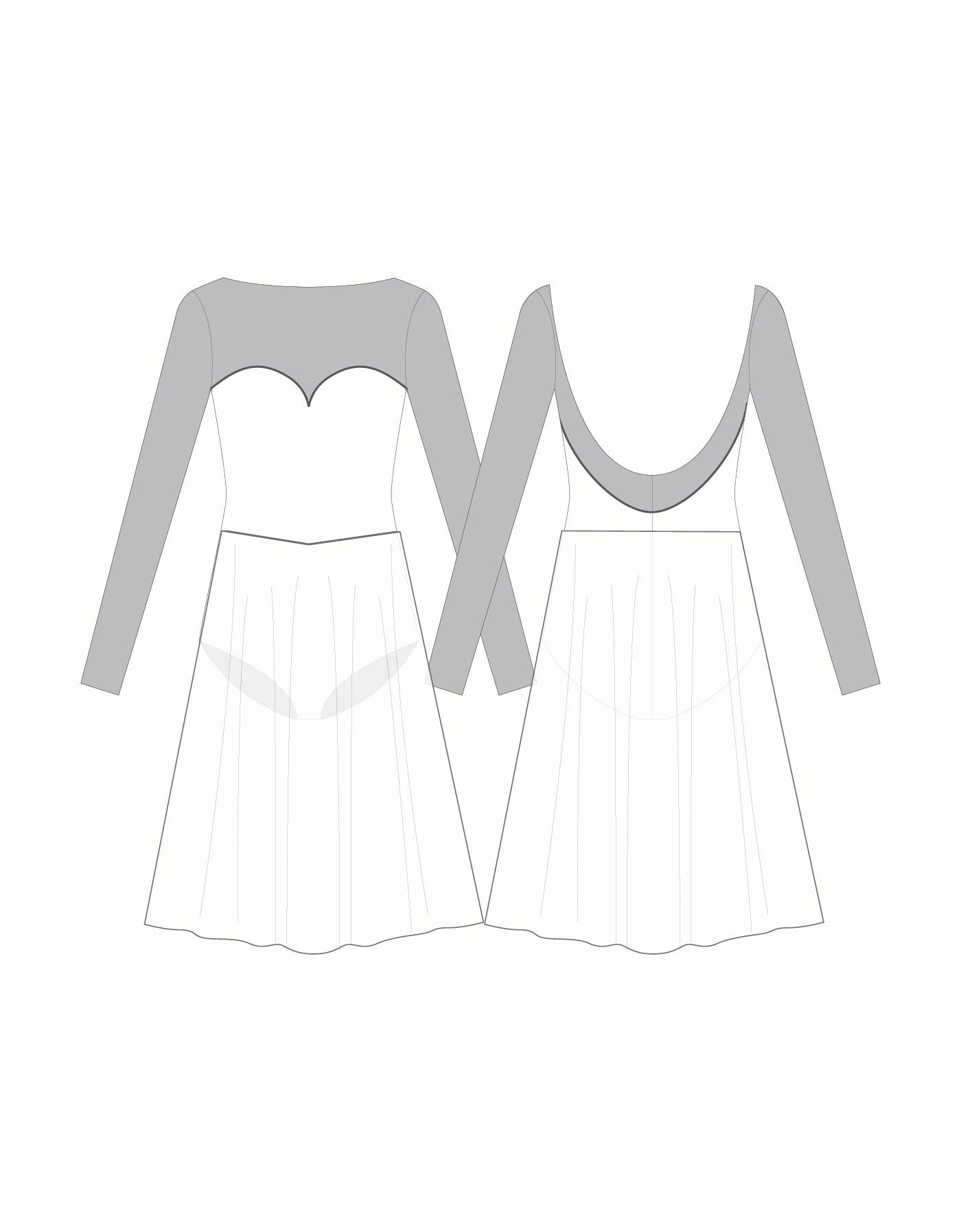 Custom Inked LS Mesh Sweetheart Dress with Sewn In Character Skirt - Lycra & Chiffon & Mesh