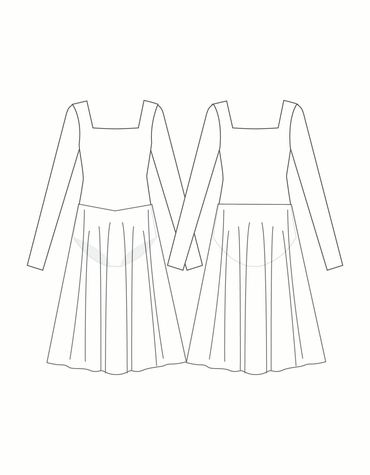 Custom Inked LS Square Neck Dress with Sewn in Character Skirt - Lycra