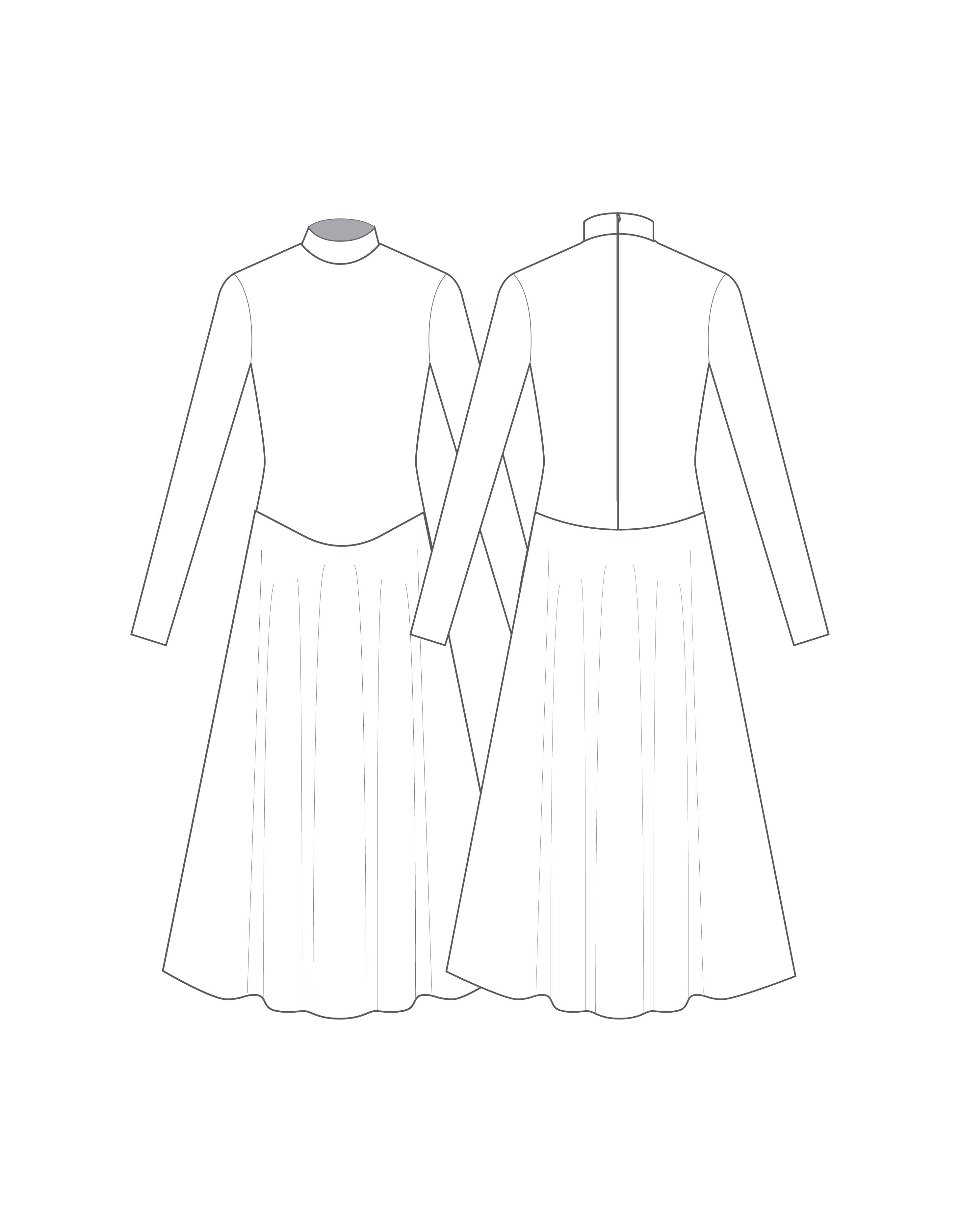 Custom Inked LS TNeck Zipper Back Dress with Floor Length Skirt - Chiffon